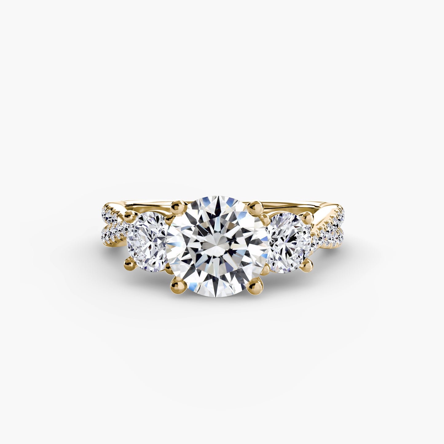 Three-Stone with Pavé Band - engagement & wedding ring for women with 0.50ct-3.00ct stone options | Imperial Time UK Ltd