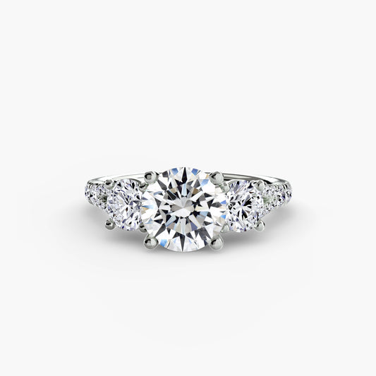 Three-Stone Pavé Band Engagement Ring with 0.50ct–3.00ct Centre and 0.77ct Side Stones in Wedding Setting | Imperial Time