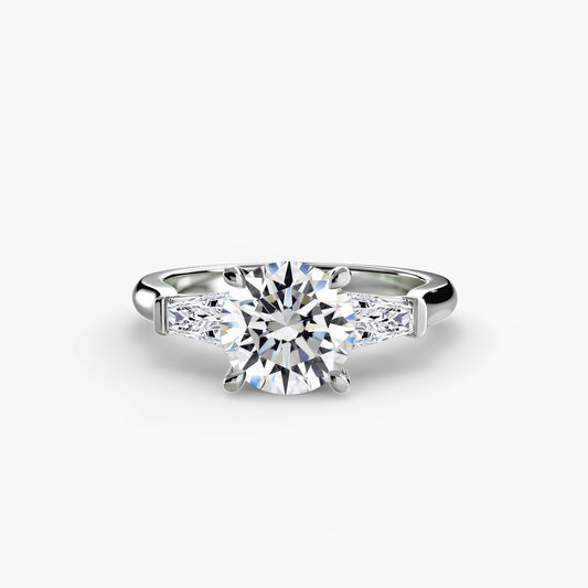 Three-Stone Ring with Baguette Side Stones 0.70ct for Women 0.50ct–3.00ct Centre Options | Imperial Time UK Ltd