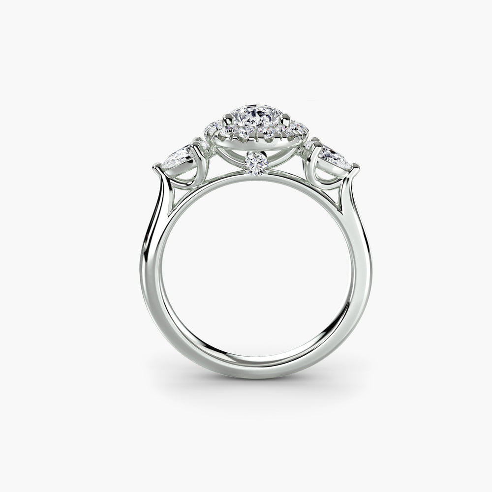 Anello di fidanzamento a tre pietre con pavé da 0,50–3,00 carati e pietre laterali da 0,52 carati per donna | Imperial Time UK Ltd