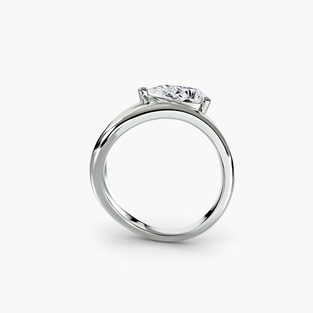 Anello di Fidanzamento Onda 0,50ct–3,00ct con Fascia da 2,30mm e Pera per Donna in Stile Matrimonio Naturale | Imperial Time