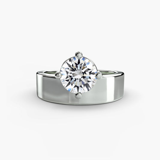 Wide Band Solitaire Engagement Ring 0.50ct–3.00ct with 4.20mm Band for Women in Vintage Wedding Style | Imperial Time