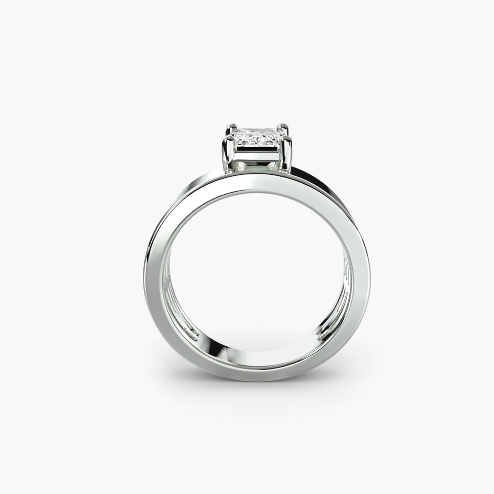 Anello Solitario a Fascia Larga - Anello di fidanzamento e nuziale vintage da donna con opzioni di pietra da 0,50 ct-3,00 ct | Imperial Time UK Ltd