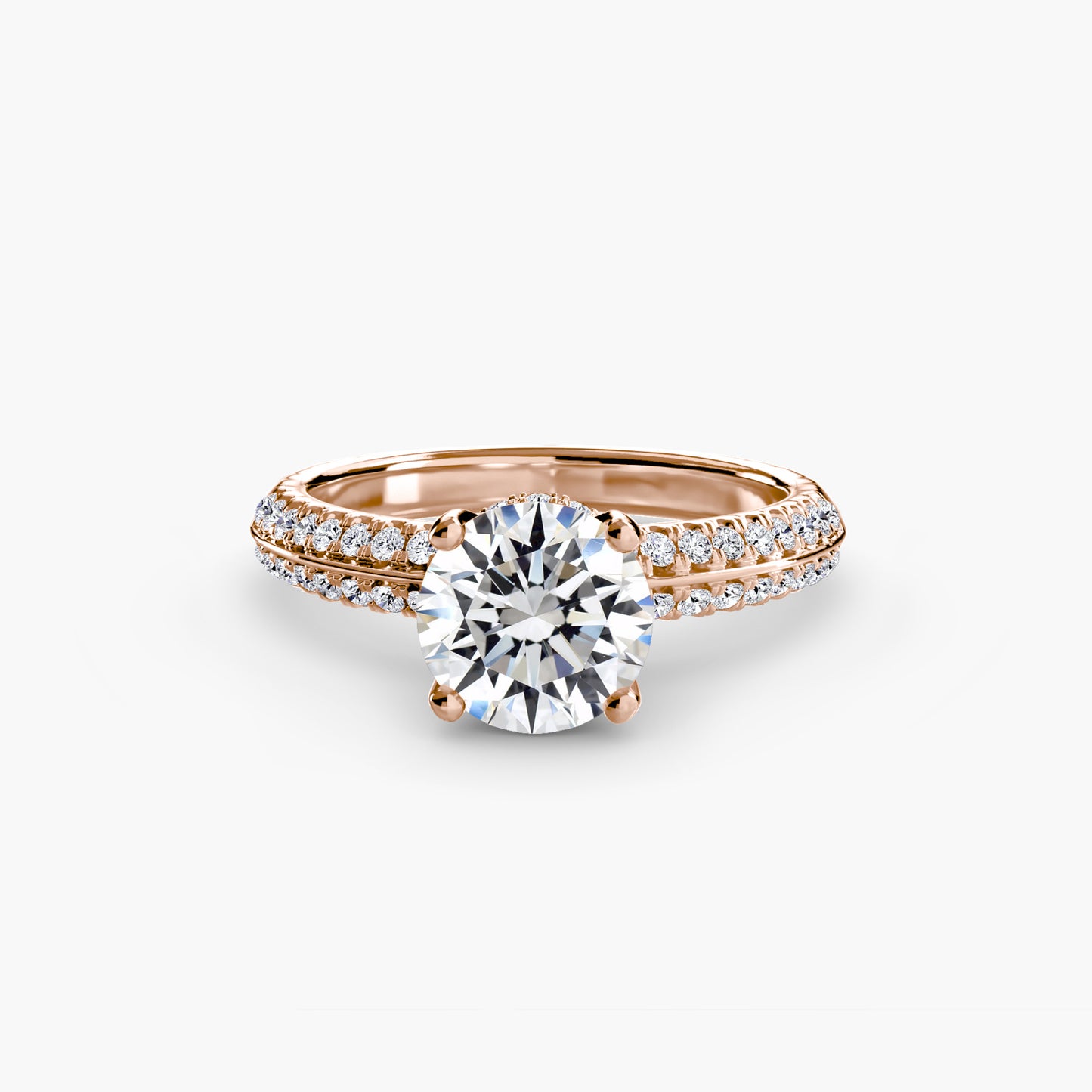 Solitaire Pavé Hidden Halo Ring 0.50ct–3.00ct with 0.36ct Side Stones for Women in Wedding Style | Imperial Time UK Ltd