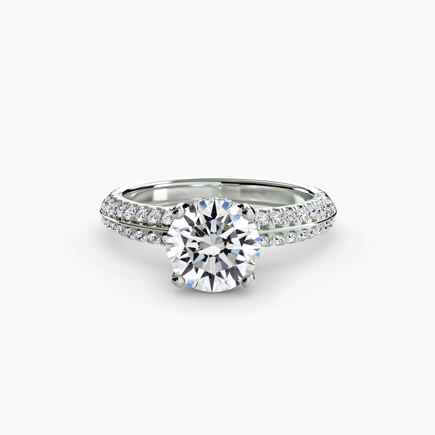 Solitaire Pavé Hidden Halo Ring 0.50ct–3.00ct with 0.36ct Side Stones for Women in Wedding Style | Imperial Time UK Ltd