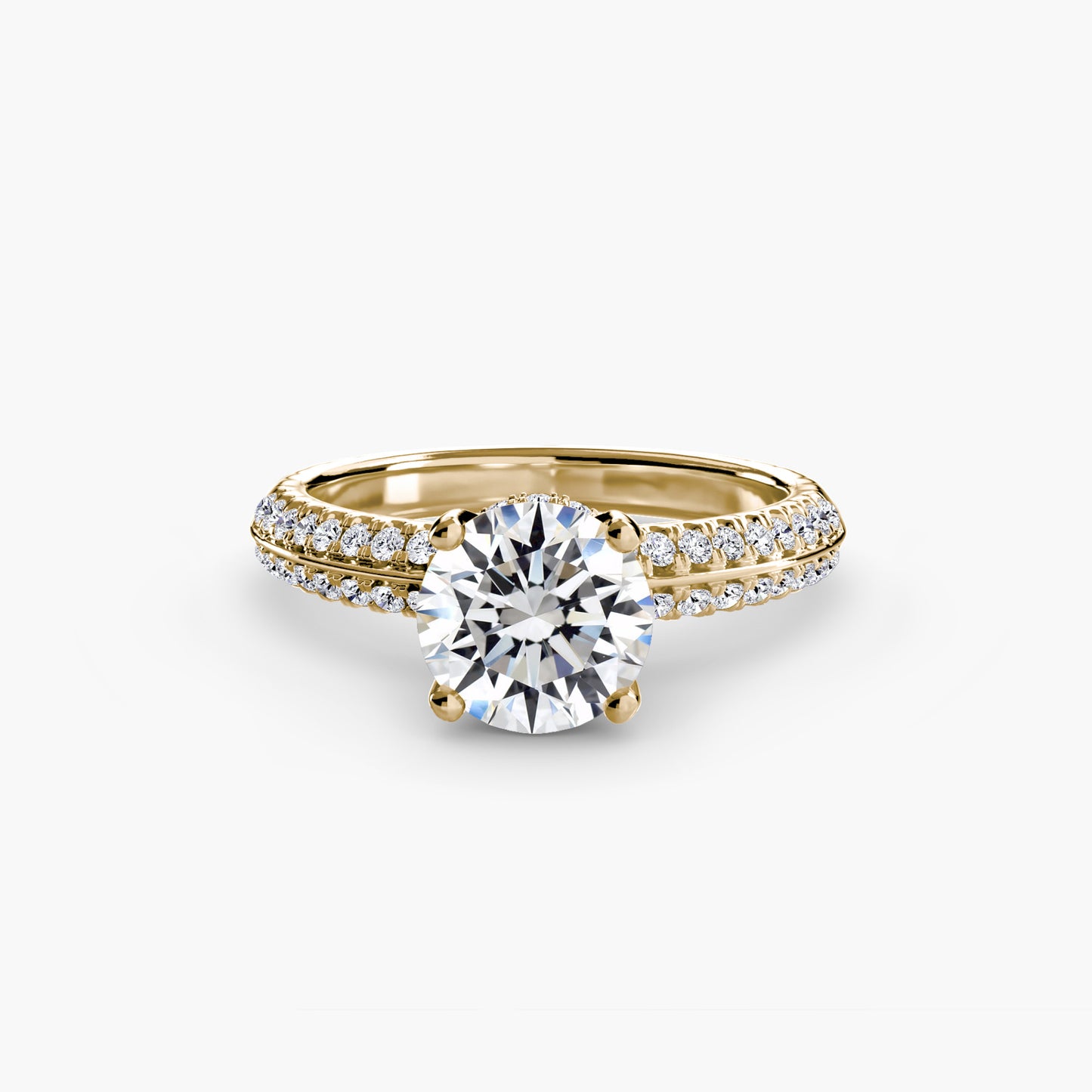Solitaire Pavé Hidden Halo Ring 0.50ct–3.00ct with 0.36ct Side Stones for Women in Wedding Style | Imperial Time UK Ltd