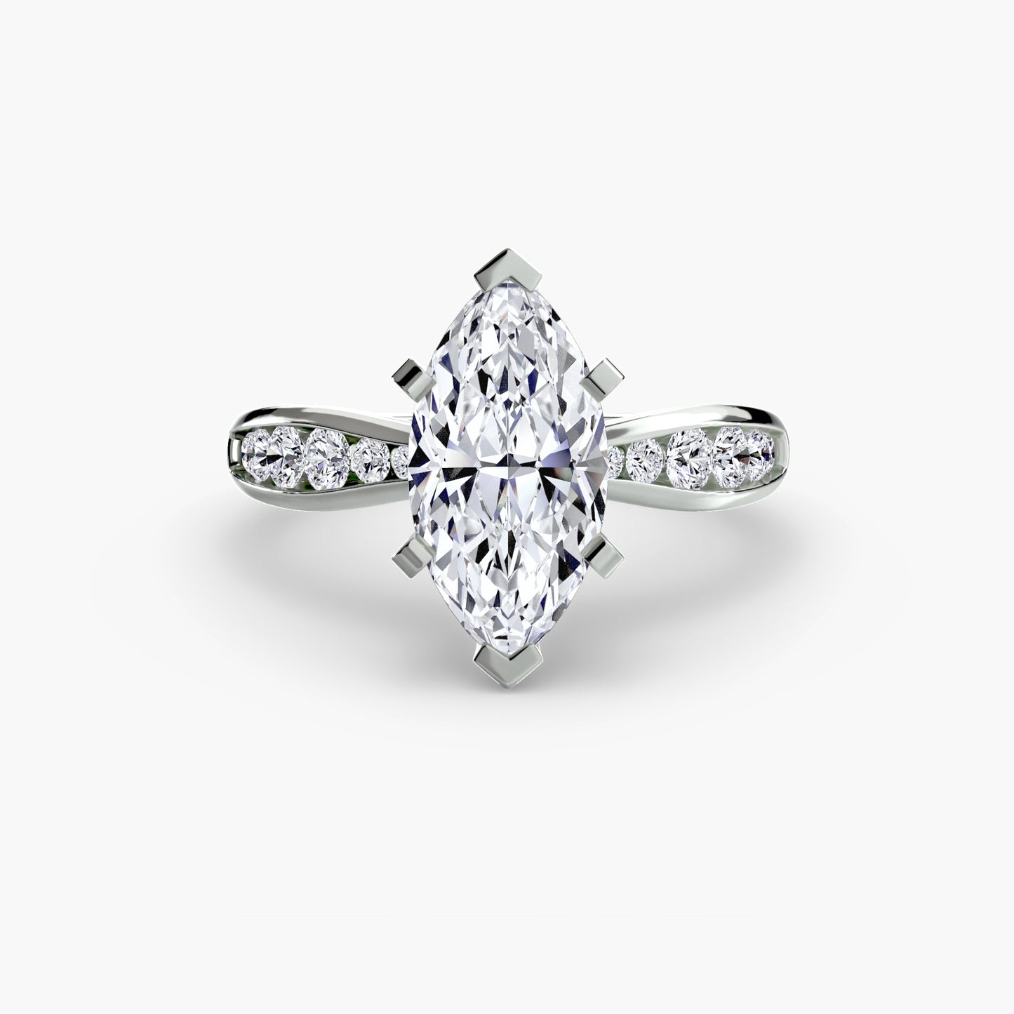 Solitaire Pavé Diamond-Band Ring 0.50ct–3.00ct with 0.31ct Side Stones for Women in Classic Wedding Style | Imperial Time