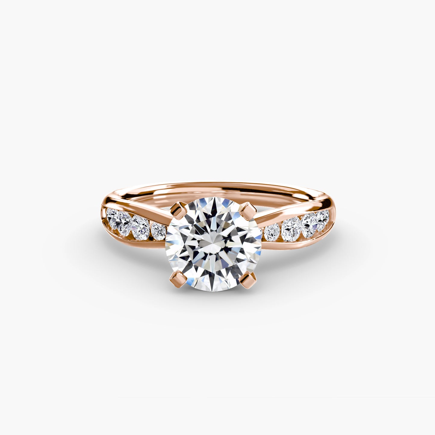 Solitaire Pavé Diamond-Band Ring 0.50ct–3.00ct with 0.31ct Side Stones for Women in Classic Wedding Style | Imperial Time