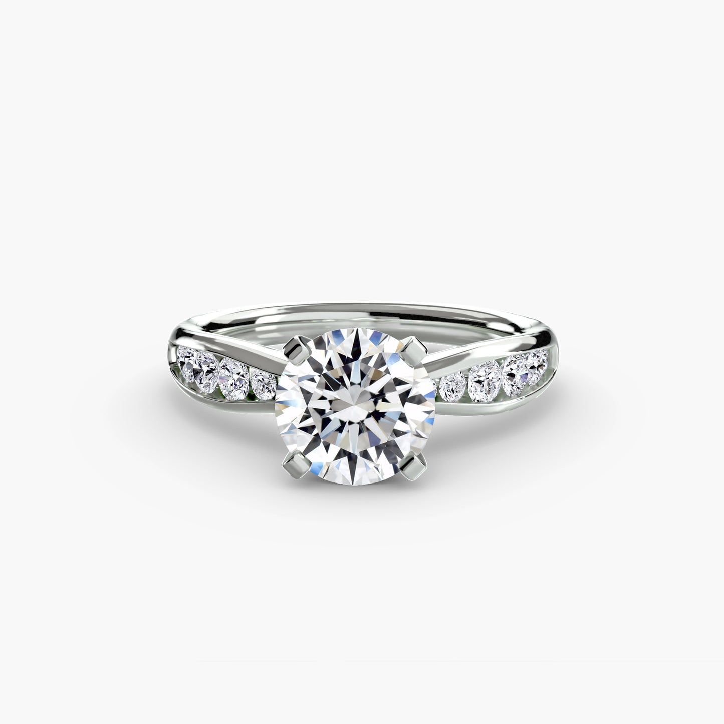 Solitaire Pavé Diamond-Band Ring 0.50ct–3.00ct with 0.31ct Side Stones for Women in Classic Wedding Style | Imperial Time