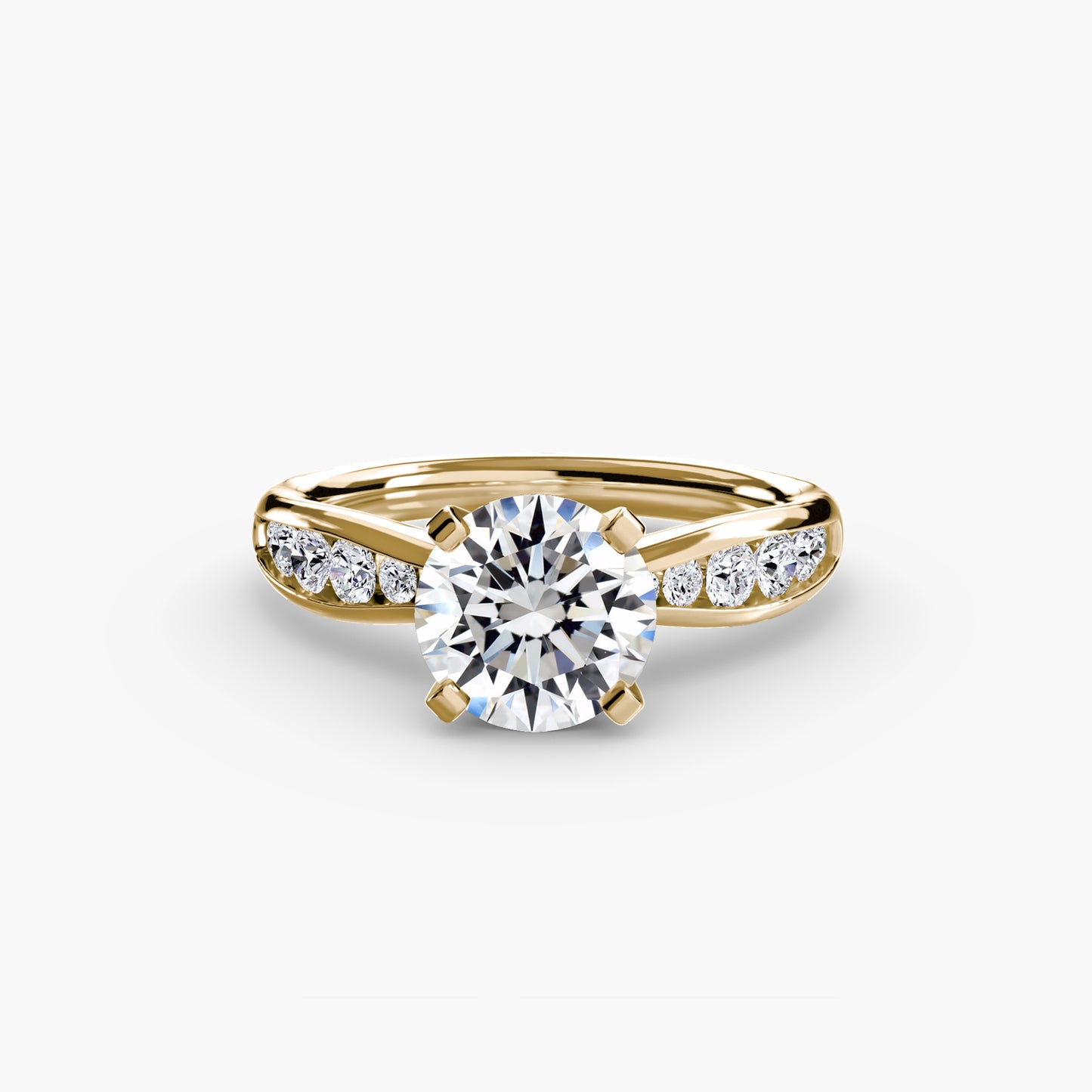 Solitaire Pavé Diamond-Band Ring 0.50ct–3.00ct with 0.31ct Side Stones for Women in Classic Wedding Style | Imperial Time