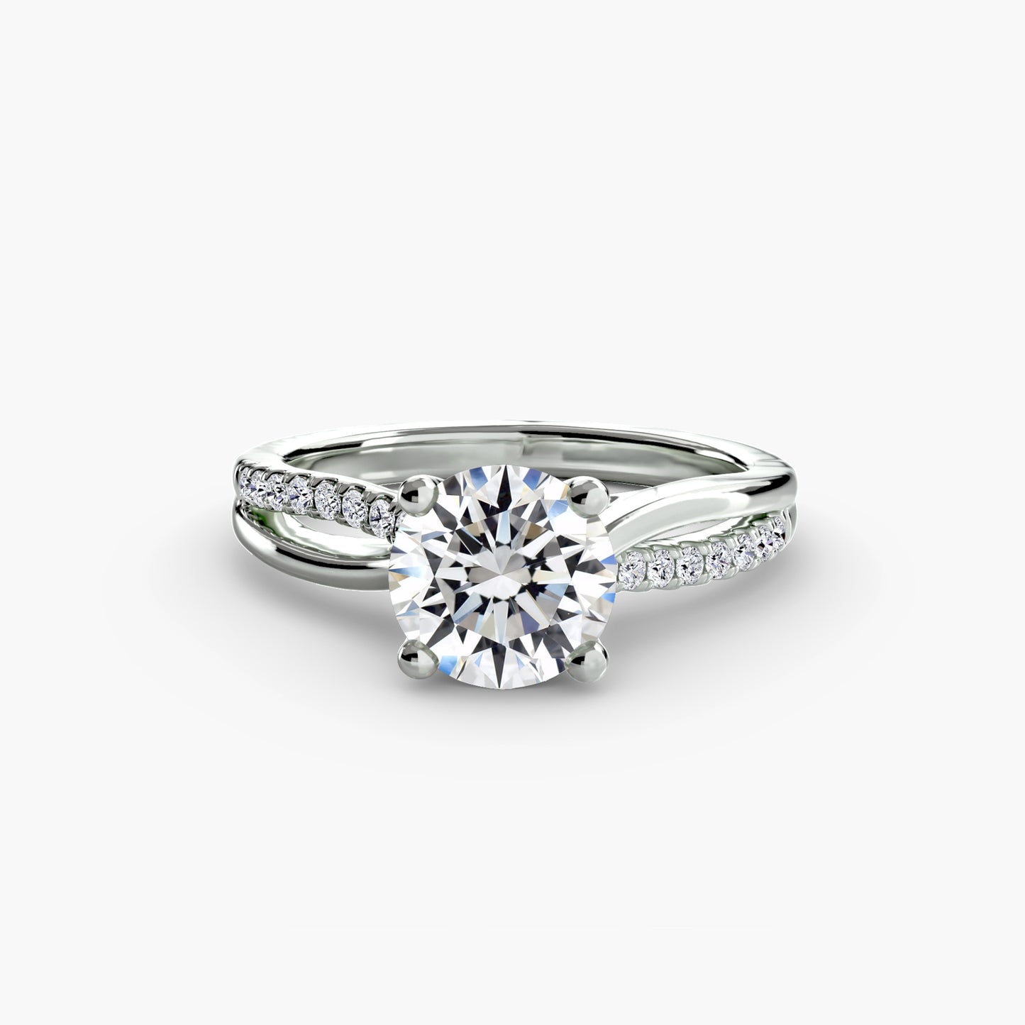 Split Shank Pavé Solitaire Engagement Ring 0.50ct–3.00ct with 0.13ct Side Stones for Women | Imperial Time UK Ltd