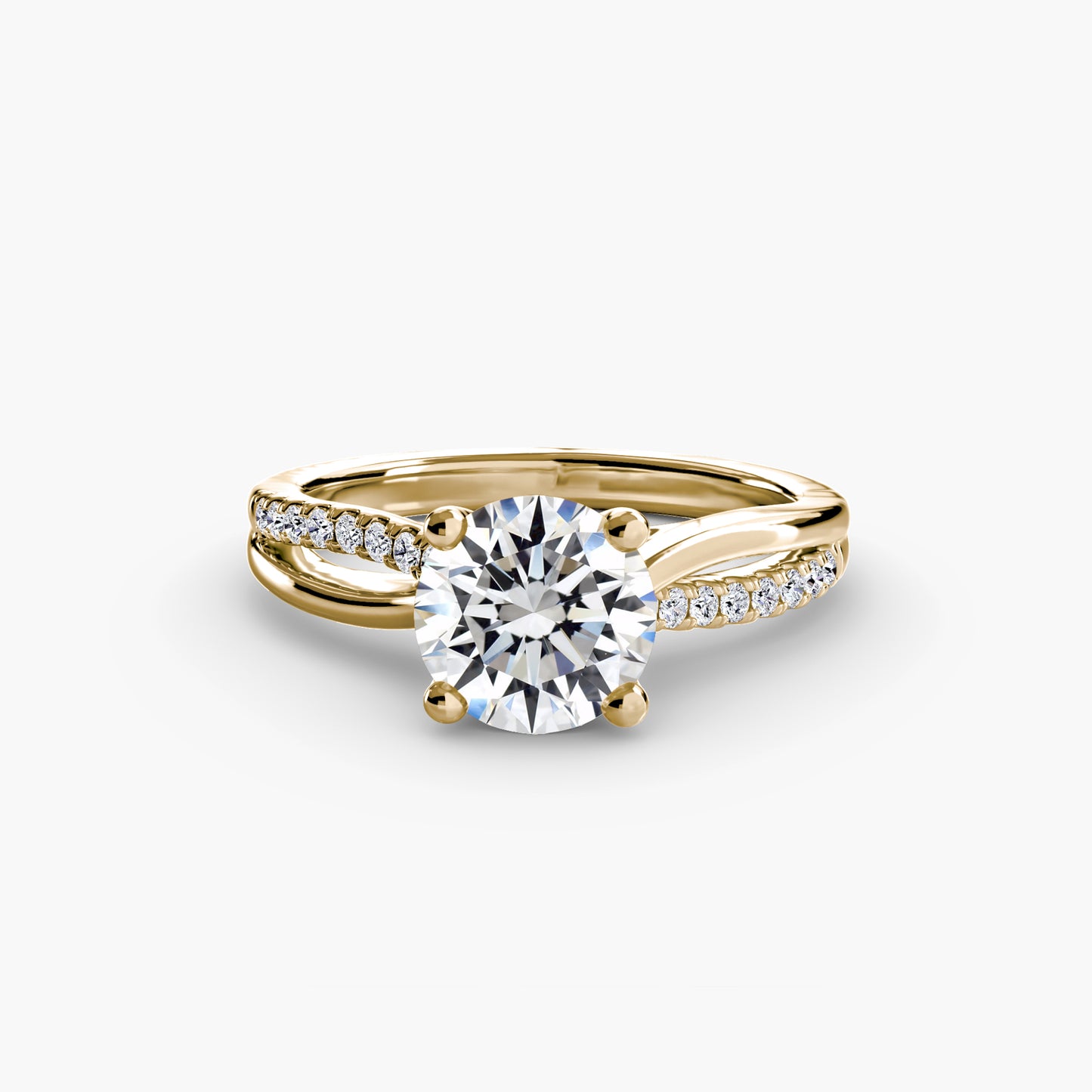 Split Shank Pavé Solitaire Engagement Ring 0.50ct–3.00ct with 0.13ct Side Stones for Women | Imperial Time UK Ltd