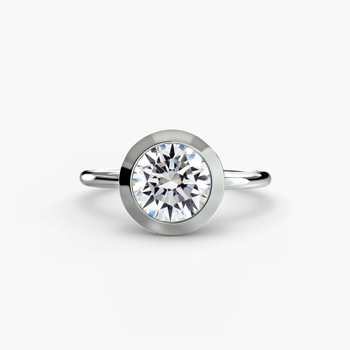 Bezel Set Solitaire Engagement Ring 0.50ct–3.00ct with 1.8mm Band for Women in Classic Wedding Style | Imperial Time