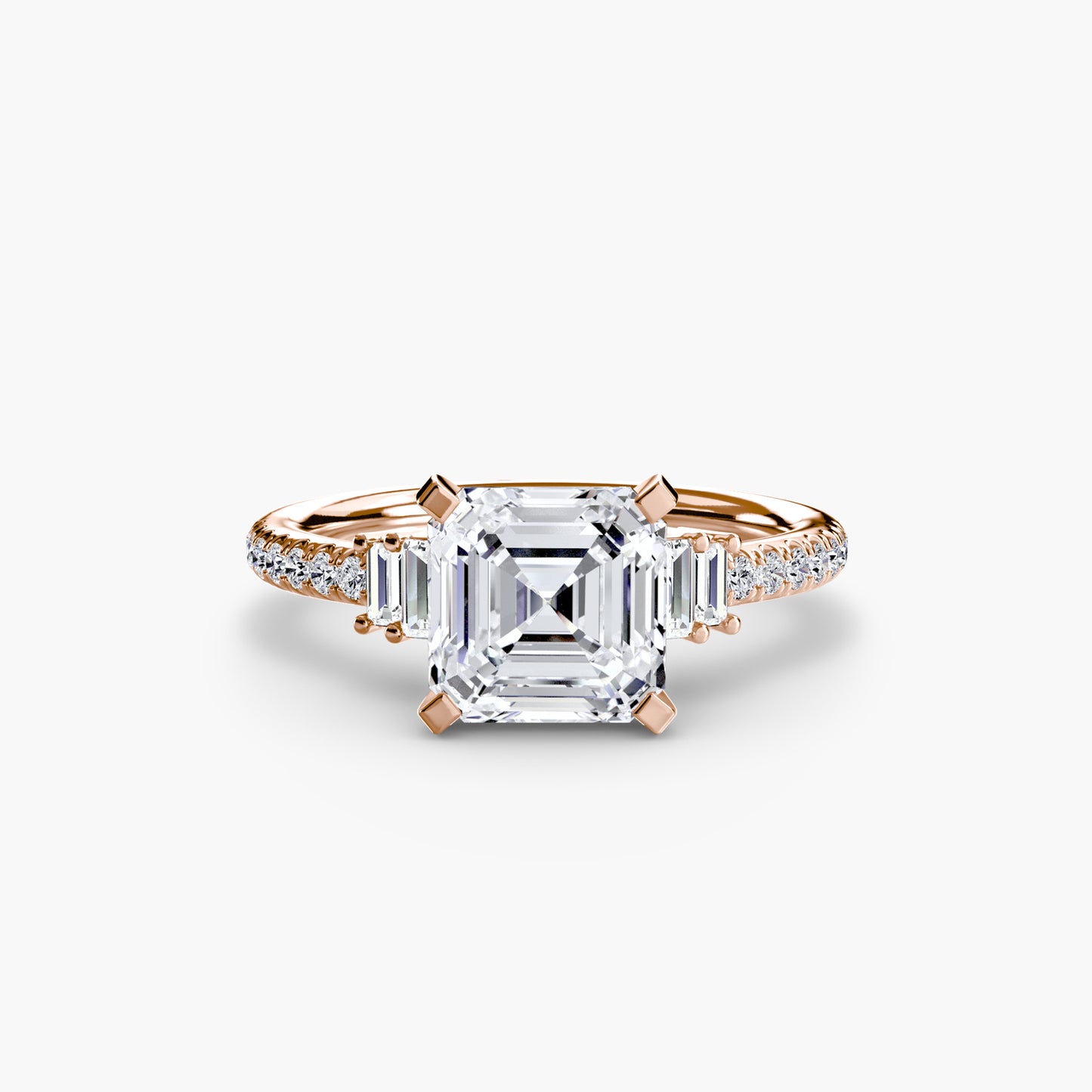Solitaire Pavé Diamond-Band Engagement Ring 0.50ct–3.00ct with 0.23ct Side Stones for Women | Imperial Time UK Ltd