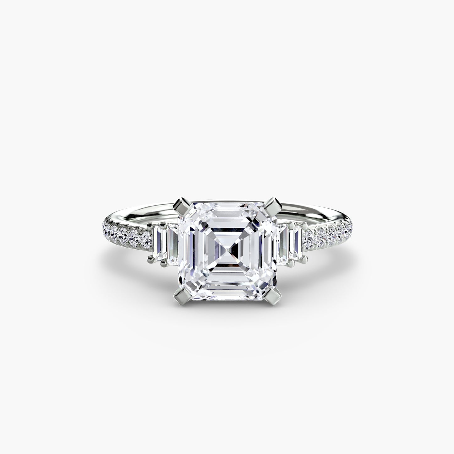 Solitaire Pavé Diamond-Band Engagement Ring 0.50ct–3.00ct with 0.23ct Side Stones for Women | Imperial Time UK Ltd
