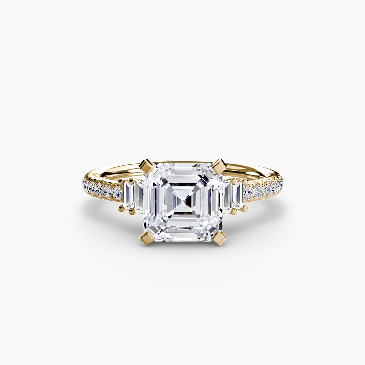 Solitaire Pavé Diamond-Band Engagement Ring 0.50ct–3.00ct with 0.23ct Side Stones for Women | Imperial Time UK Ltd