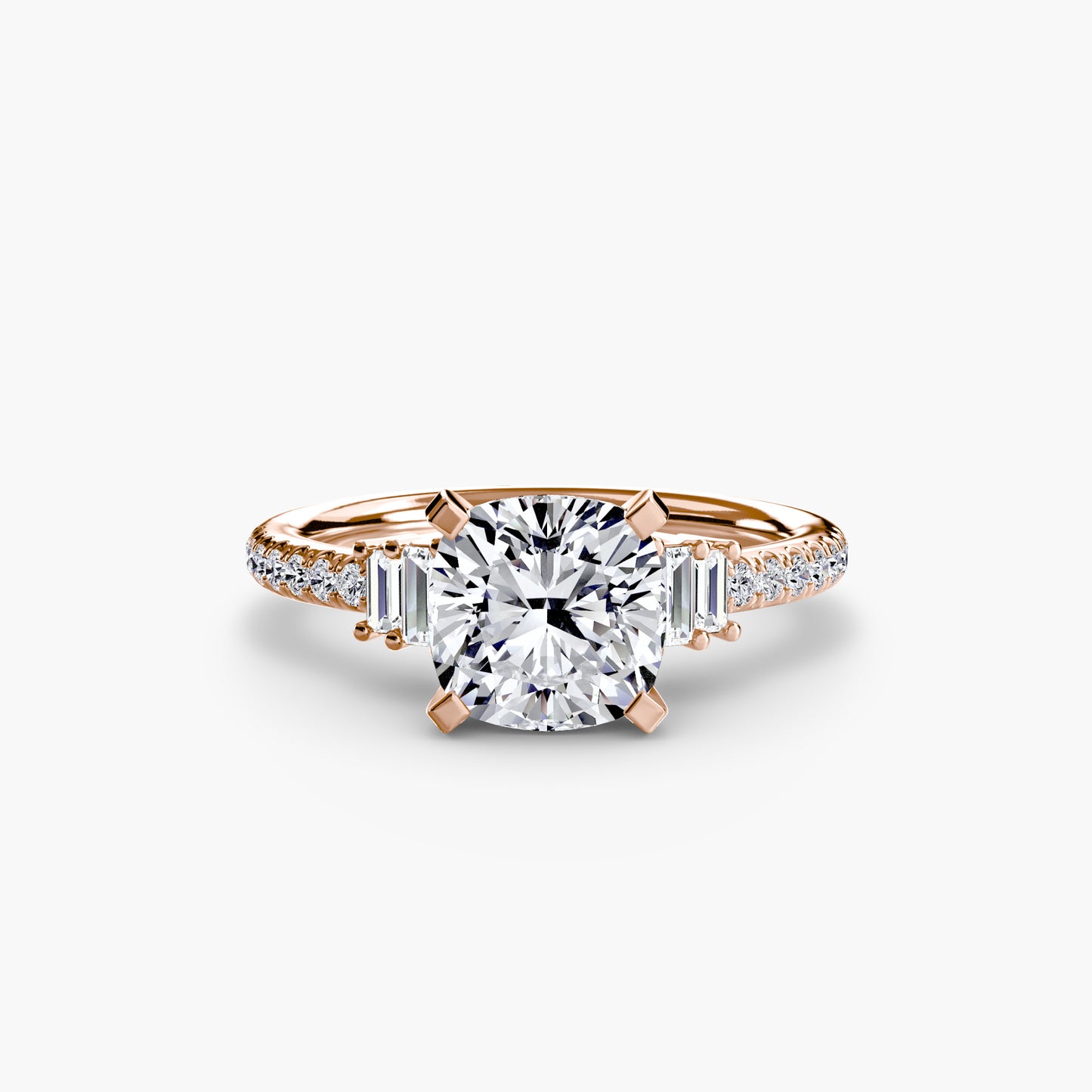 Solitaire Pavé Diamond-Band Engagement Ring 0.50ct–3.00ct with 0.23ct Side Stones for Women | Imperial Time UK Ltd
