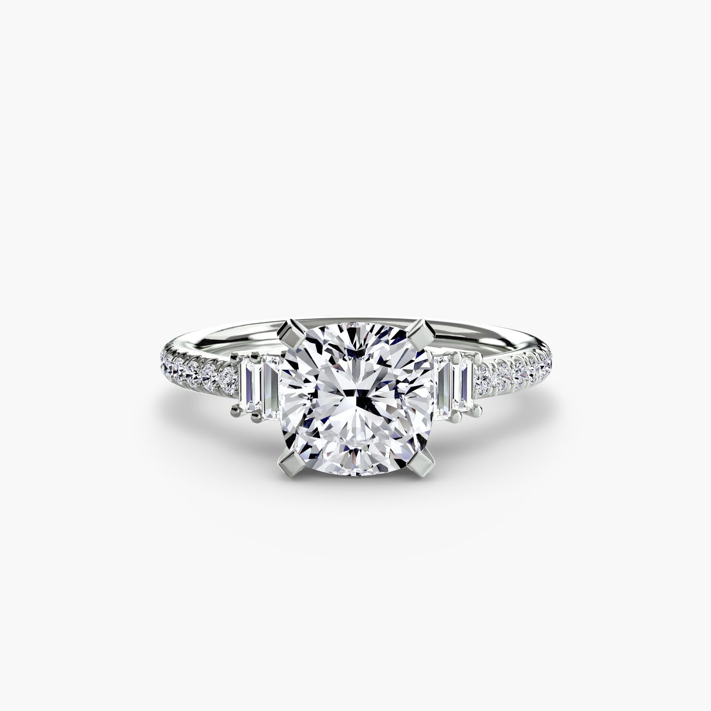 Solitaire Pavé Diamond-Band Engagement Ring 0.50ct–3.00ct with 0.23ct Side Stones for Women | Imperial Time UK Ltd