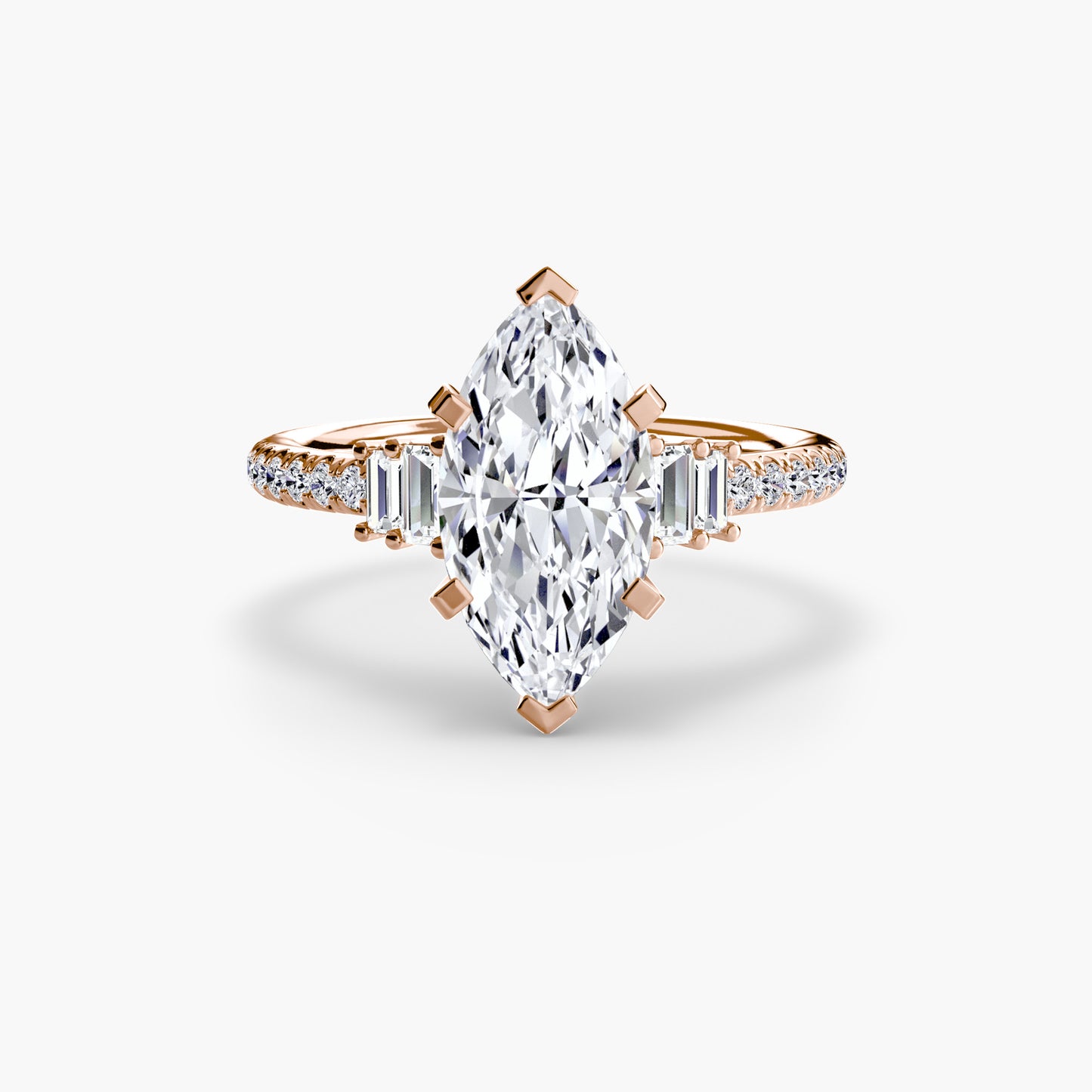 Solitaire Pavé Diamond-Band Engagement Ring 0.50ct–3.00ct with 0.23ct Side Stones for Women | Imperial Time UK Ltd
