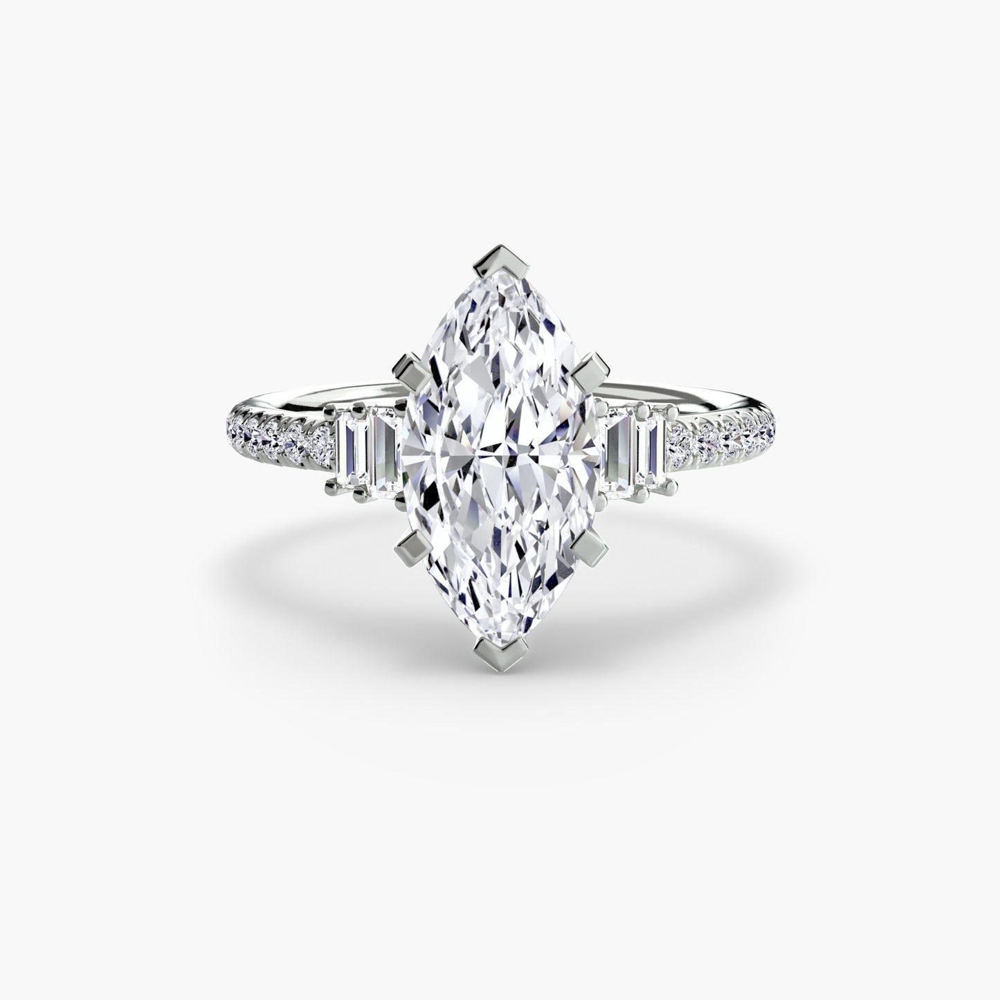 Solitaire Pavé Diamond-Band Engagement Ring 0.50ct–3.00ct with 0.23ct Side Stones for Women | Imperial Time UK Ltd