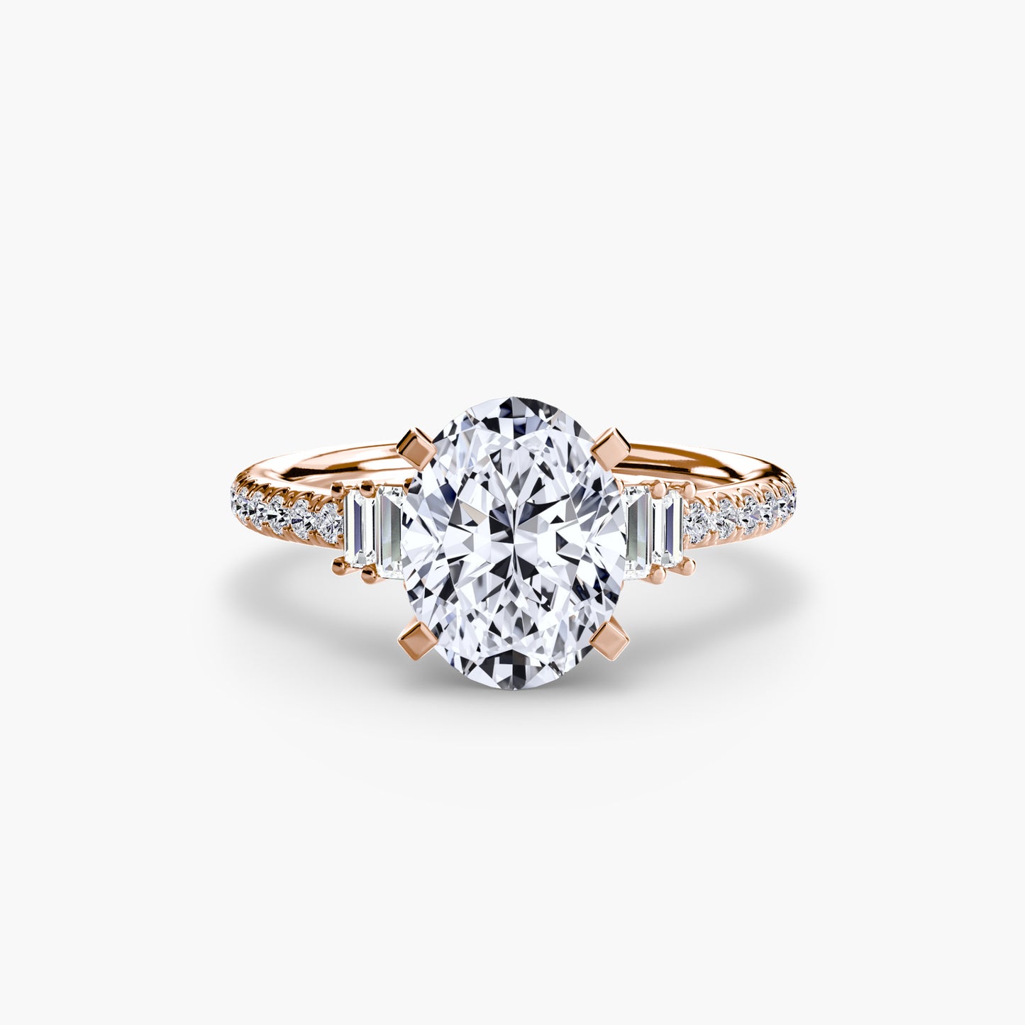 Solitaire Pavé Diamond-Band Engagement Ring 0.50ct–3.00ct with 0.23ct Side Stones for Women | Imperial Time UK Ltd