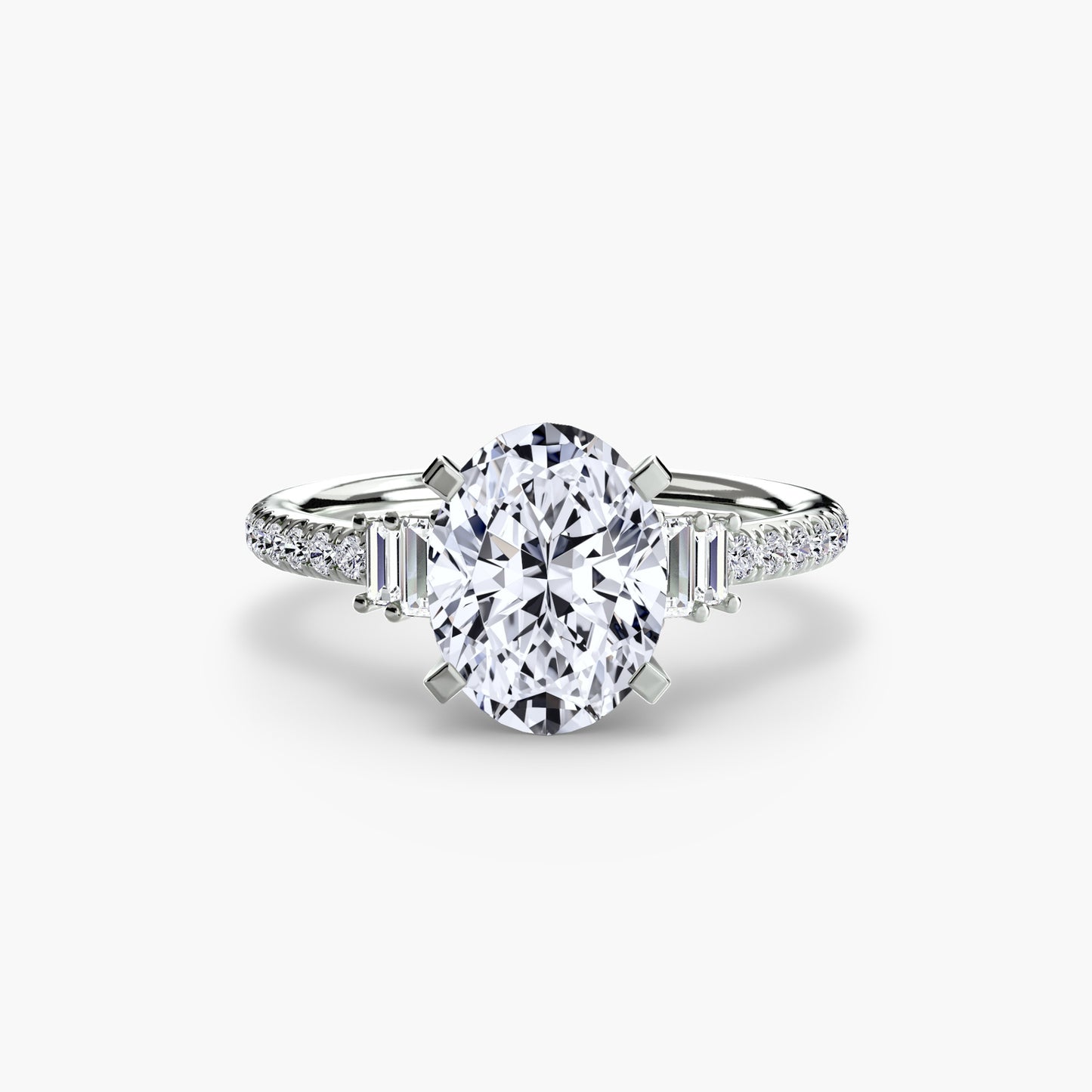 Solitaire Pavé Diamond-Band Engagement Ring 0.50ct–3.00ct with 0.23ct Side Stones for Women | Imperial Time UK Ltd