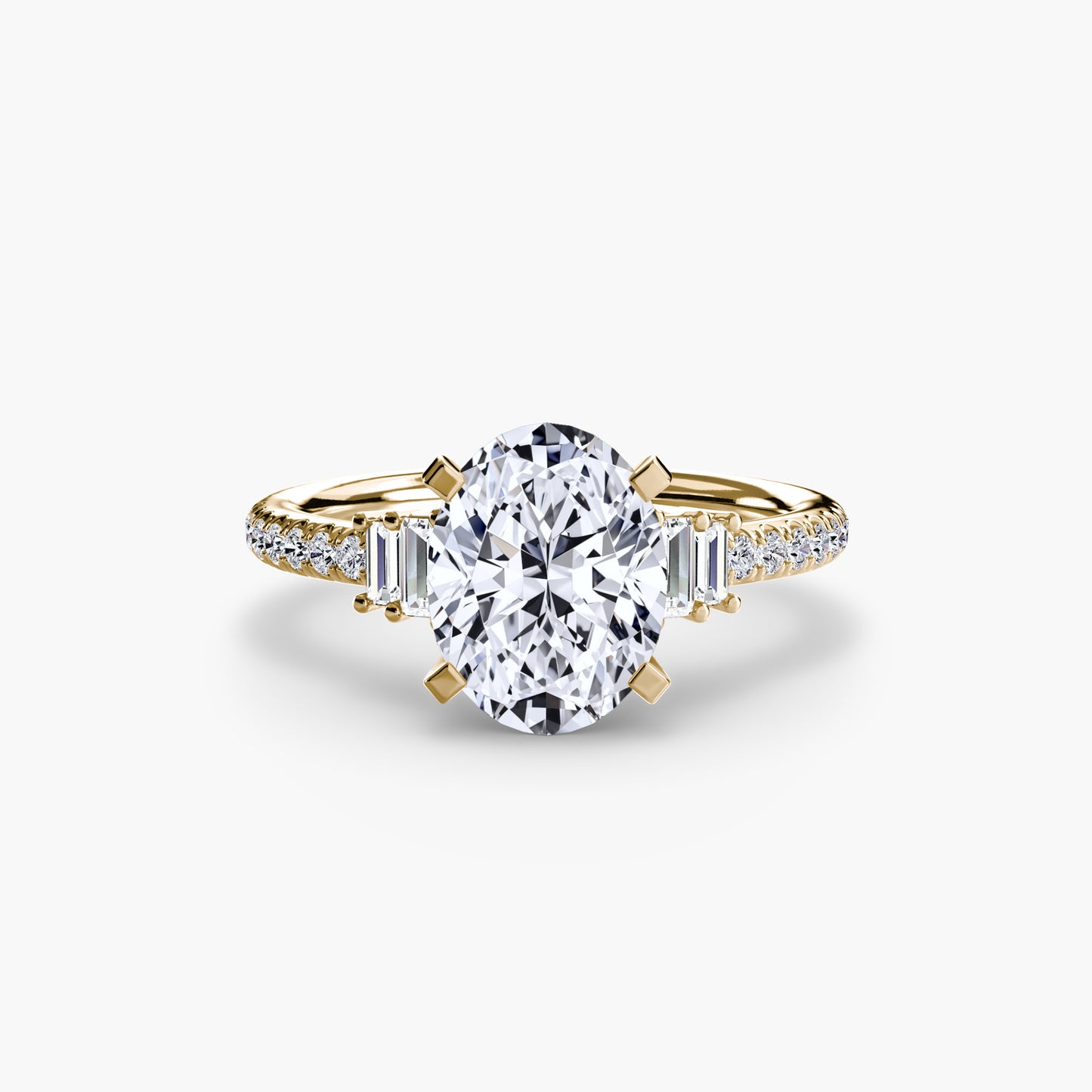 Solitaire Pavé Diamond-Band Engagement Ring 0.50ct–3.00ct with 0.23ct Side Stones for Women | Imperial Time UK Ltd