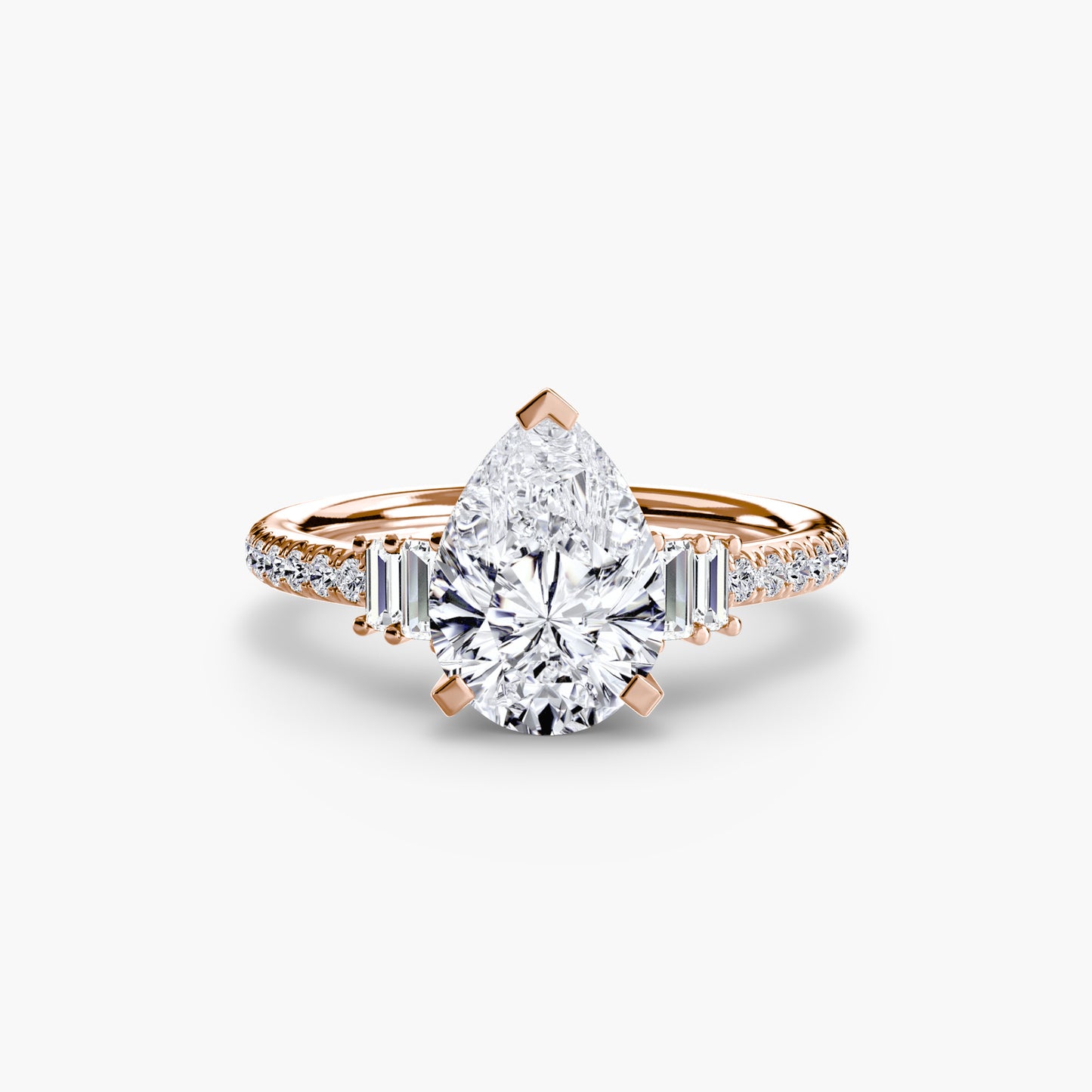 Solitaire Pavé Diamond-Band Engagement Ring 0.50ct–3.00ct with 0.23ct Side Stones for Women | Imperial Time UK Ltd