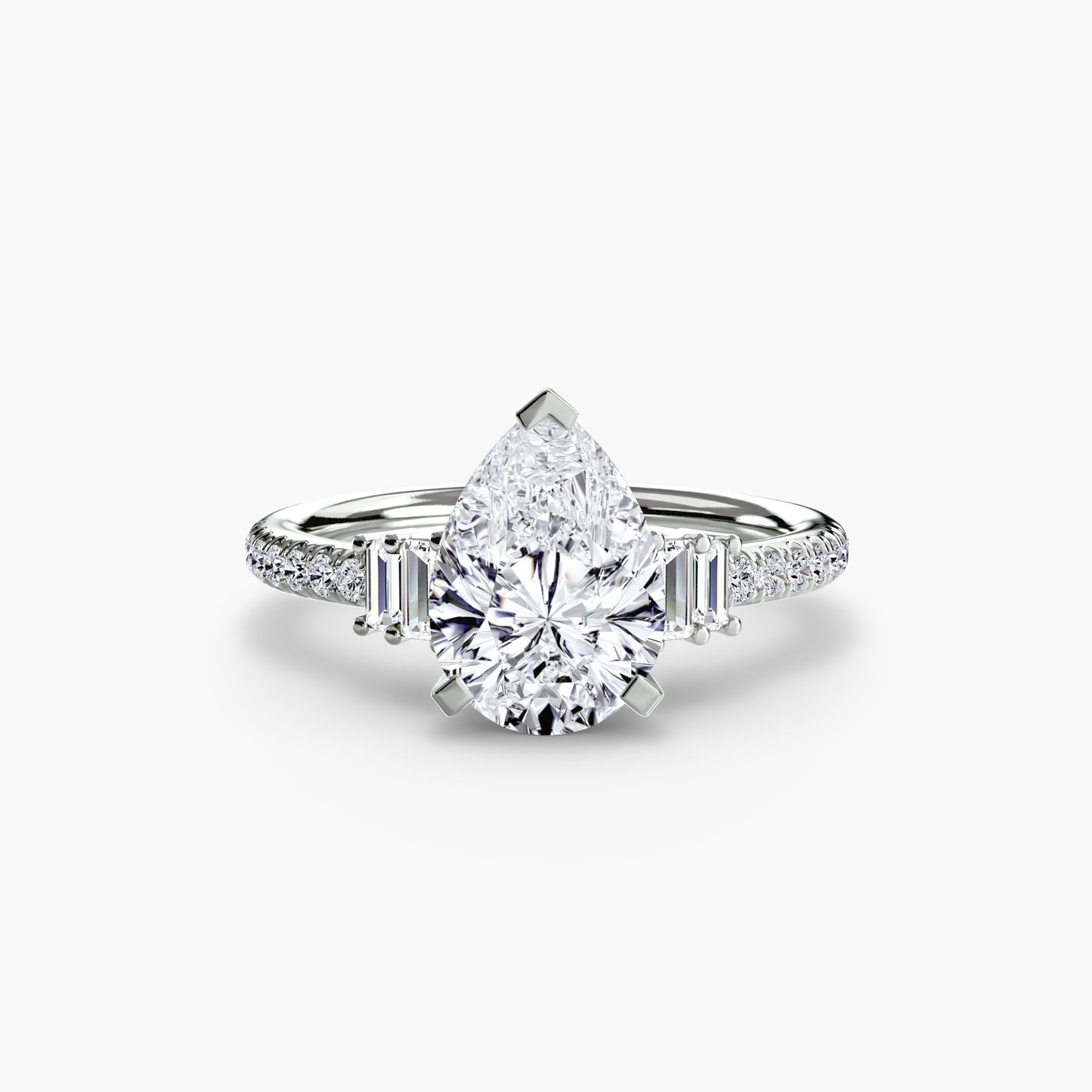 Solitaire Pavé Diamond-Band Engagement Ring 0.50ct–3.00ct with 0.23ct Side Stones for Women | Imperial Time UK Ltd