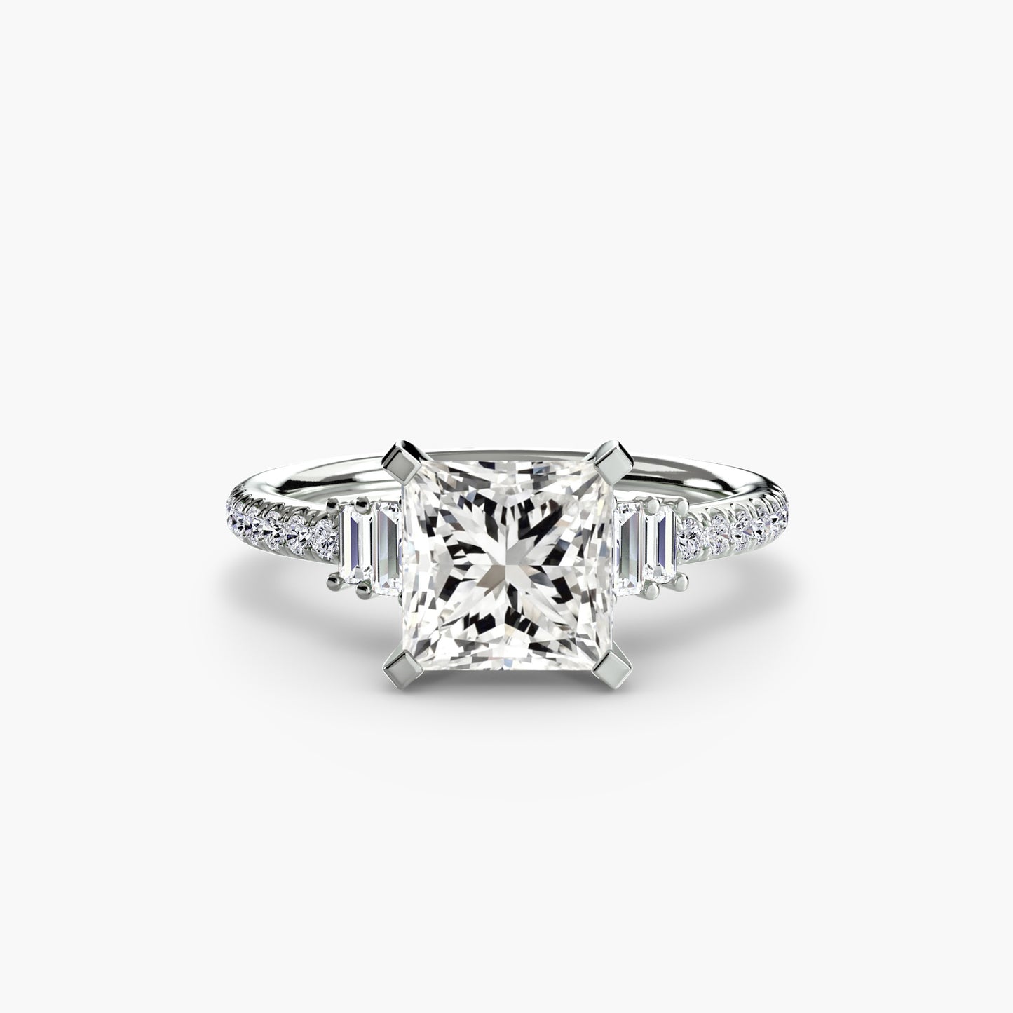 Solitaire Pavé Diamond-Band Engagement Ring 0.50ct–3.00ct with 0.23ct Side Stones for Women | Imperial Time UK Ltd