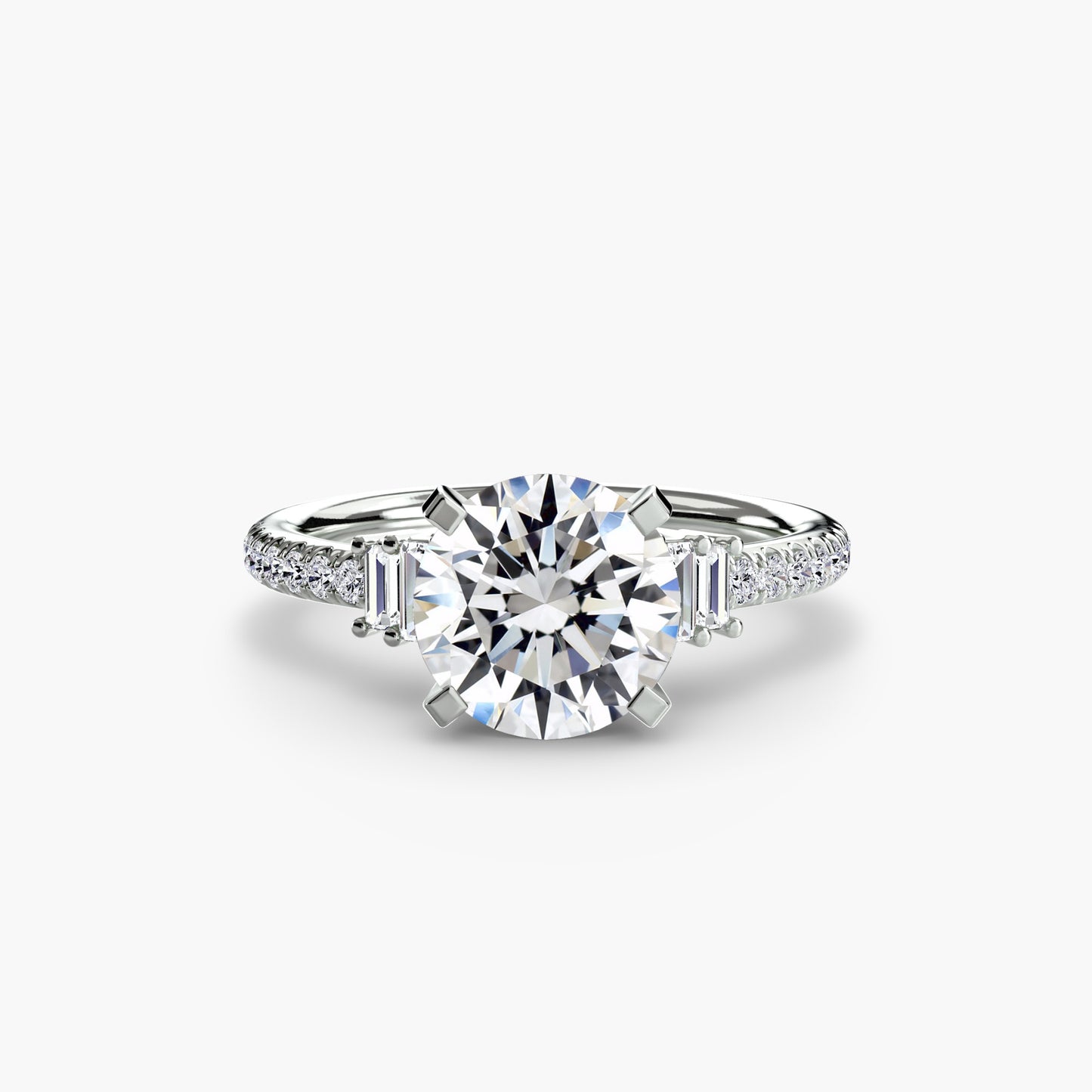Solitaire Pavé Diamond-Band Engagement Ring 0.50ct–3.00ct with 0.23ct Side Stones for Women | Imperial Time UK Ltd