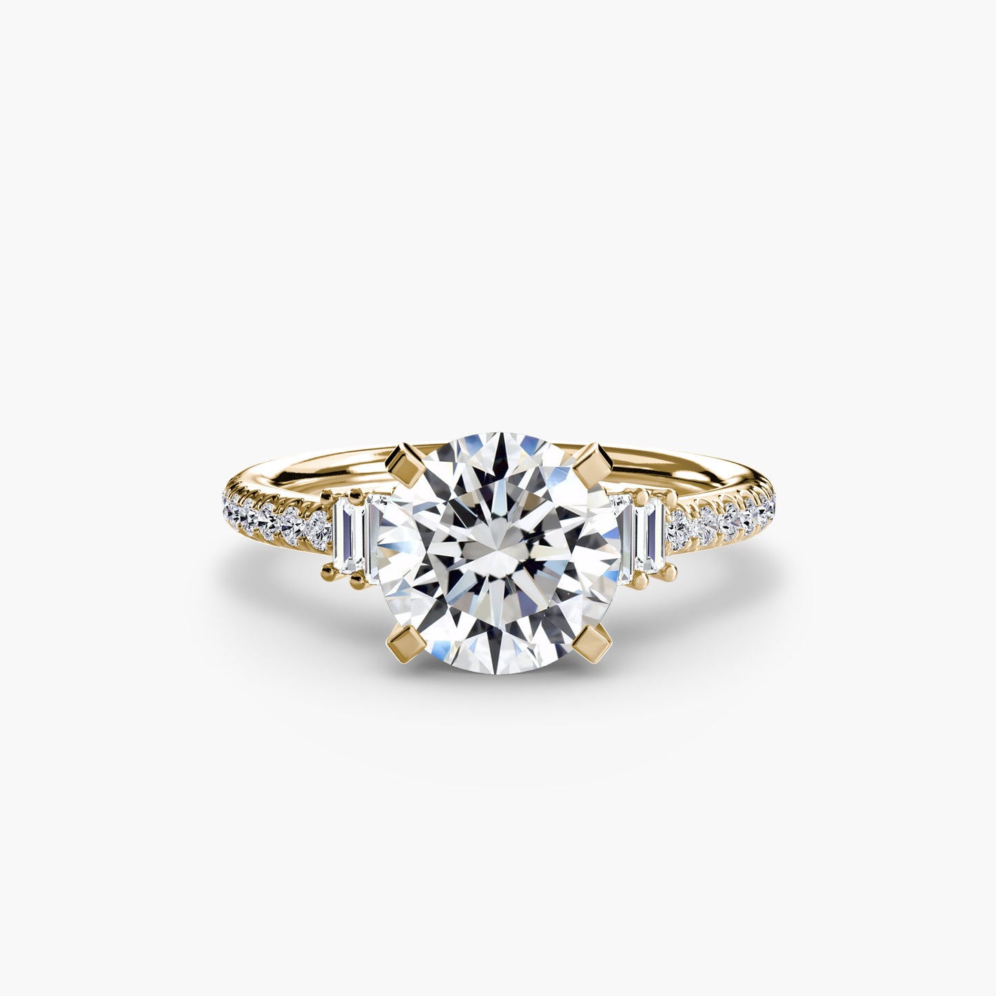 Solitaire Pavé Diamond-Band Engagement Ring 0.50ct–3.00ct with 0.23ct Side Stones for Women | Imperial Time UK Ltd