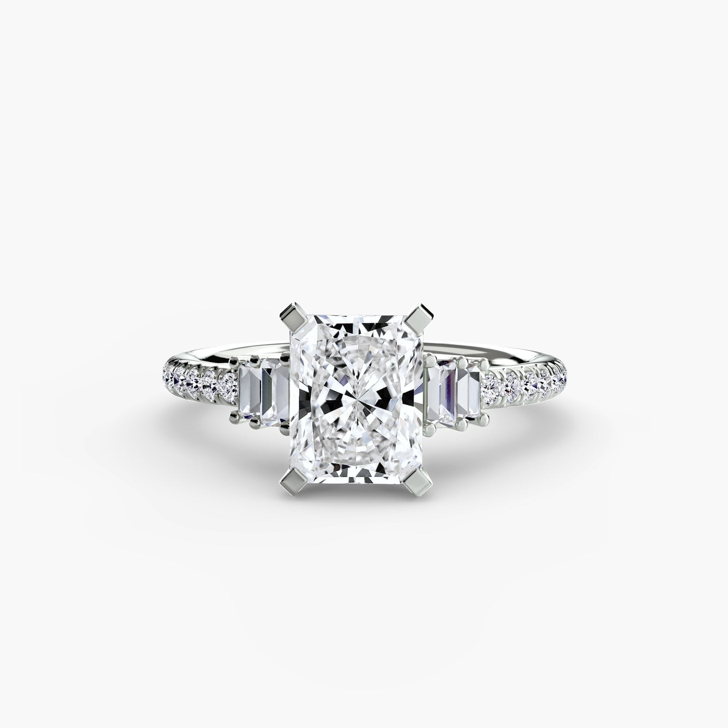 Solitaire Pavé Diamond-Band Engagement Ring 0.50ct–3.00ct with 0.23ct Side Stones for Women | Imperial Time UK Ltd