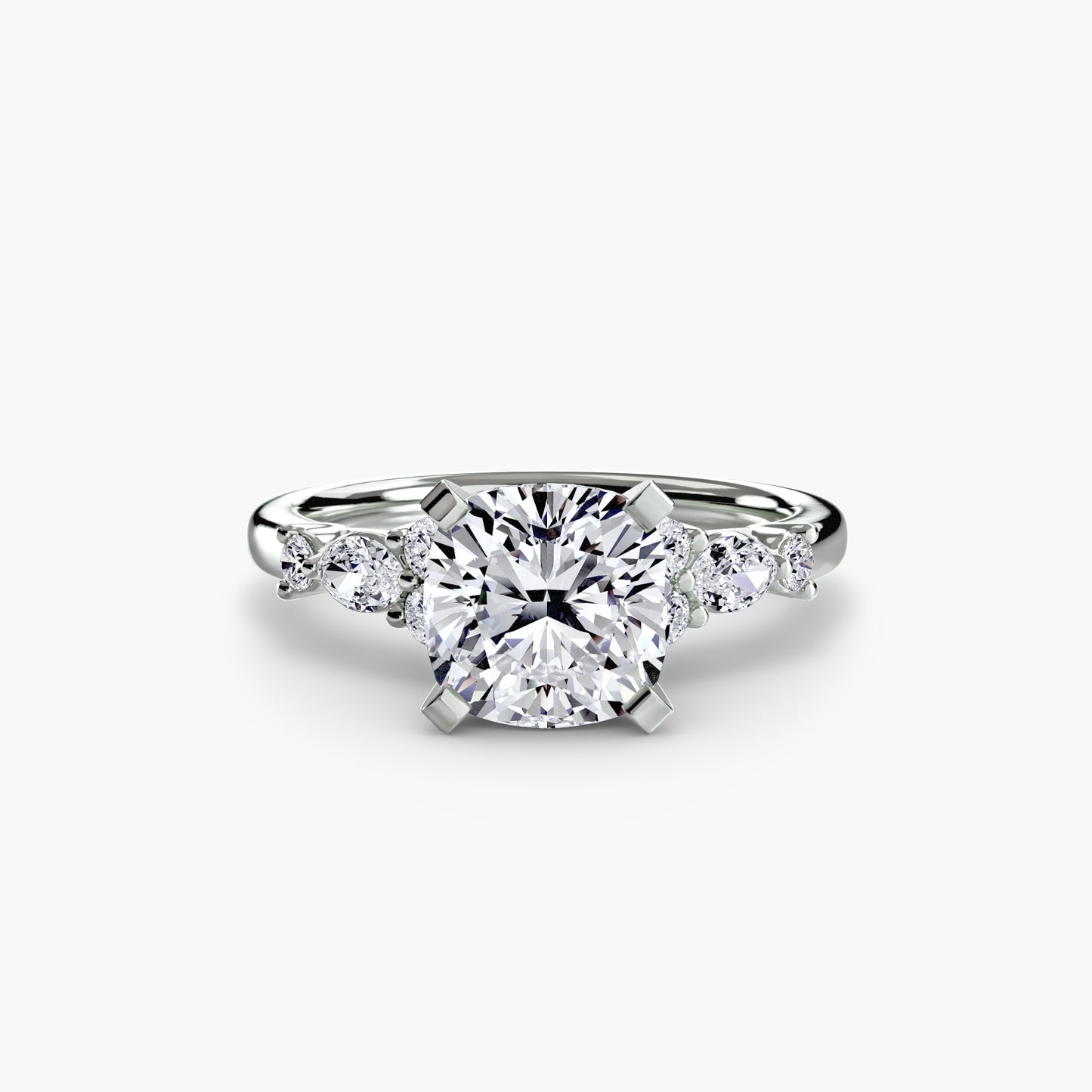 Floral Accent Solitaire Engagement Ring 0.50ct–3.00ct with 0.22ct Side Stones for Women | Imperial Time UK Ltd