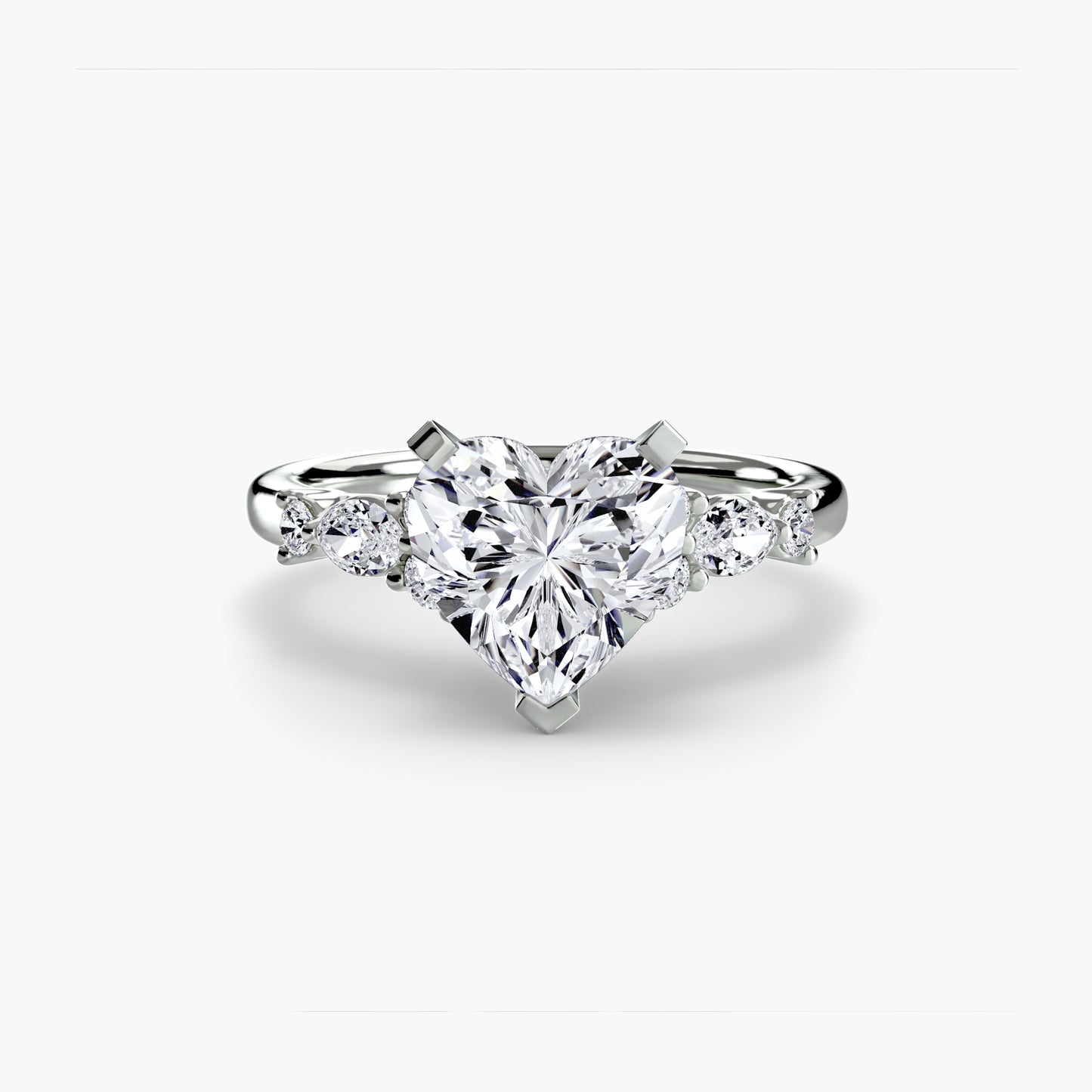 Floral Accent Solitaire Engagement Ring 0.50ct–3.00ct with 0.22ct Side Stones for Women | Imperial Time UK Ltd