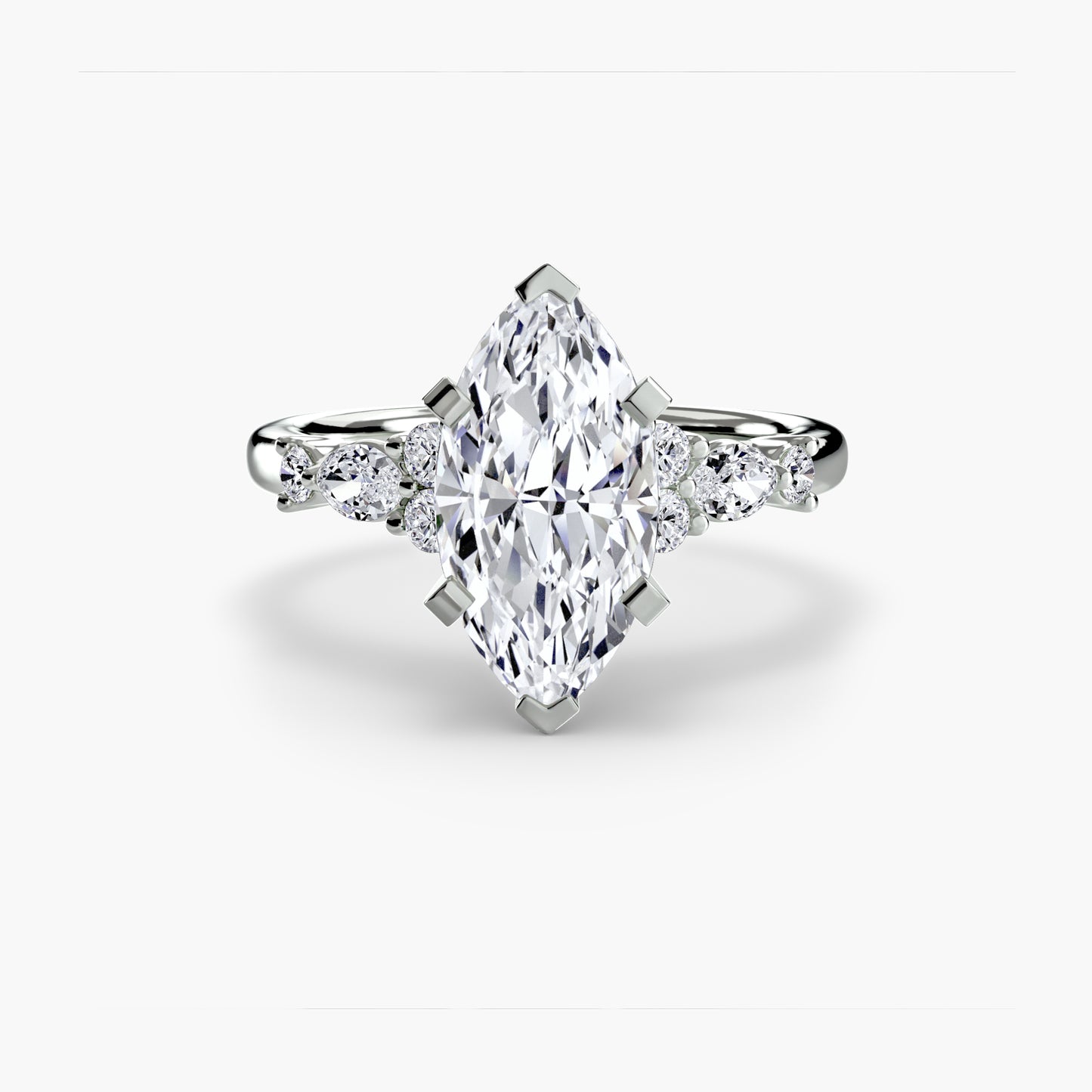 Floral Accent Solitaire Engagement Ring 0.50ct–3.00ct with 0.22ct Side Stones for Women | Imperial Time UK Ltd