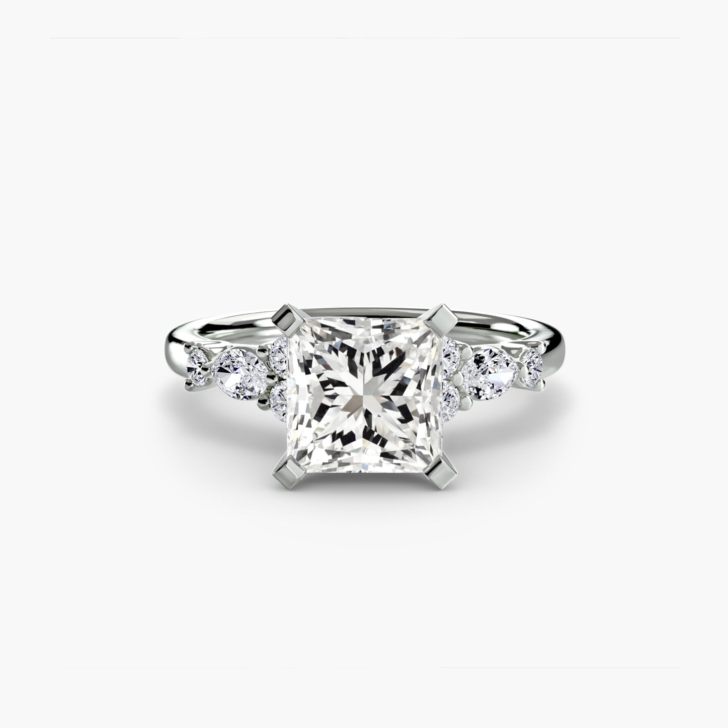 Floral Accent Solitaire Engagement Ring 0.50ct–3.00ct with 0.22ct Side Stones for Women | Imperial Time UK Ltd