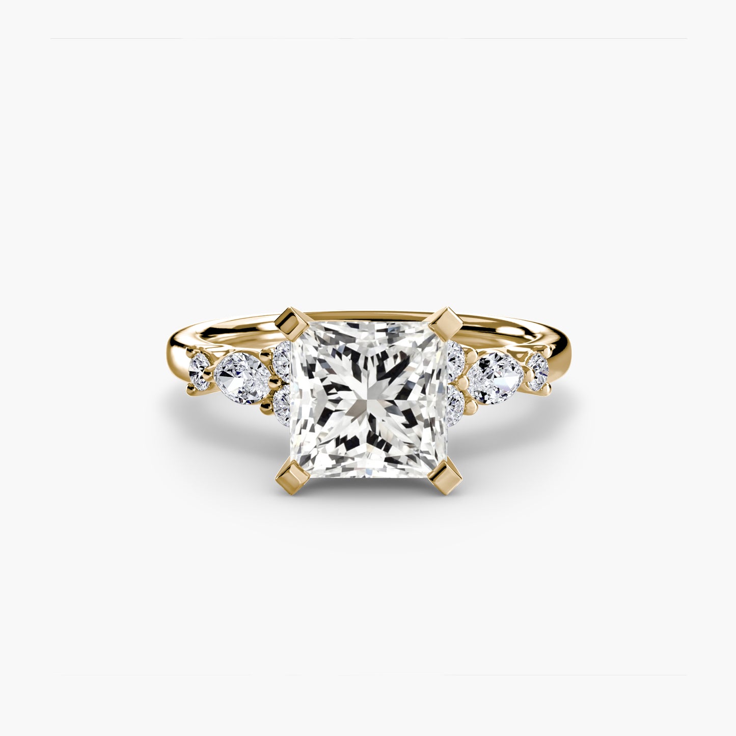 Floral Accent Solitaire Engagement Ring 0.50ct–3.00ct with 0.22ct Side Stones for Women | Imperial Time UK Ltd