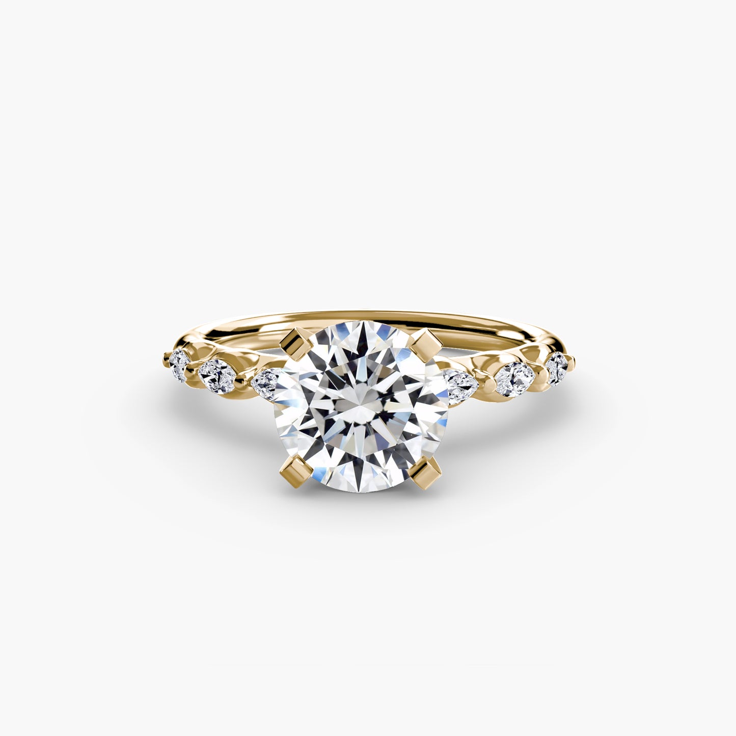 Floral Accent Solitaire Engagement Ring 0.50ct–3.00ct with 0.22ct Side Stones for Women | Imperial Time UK Ltd