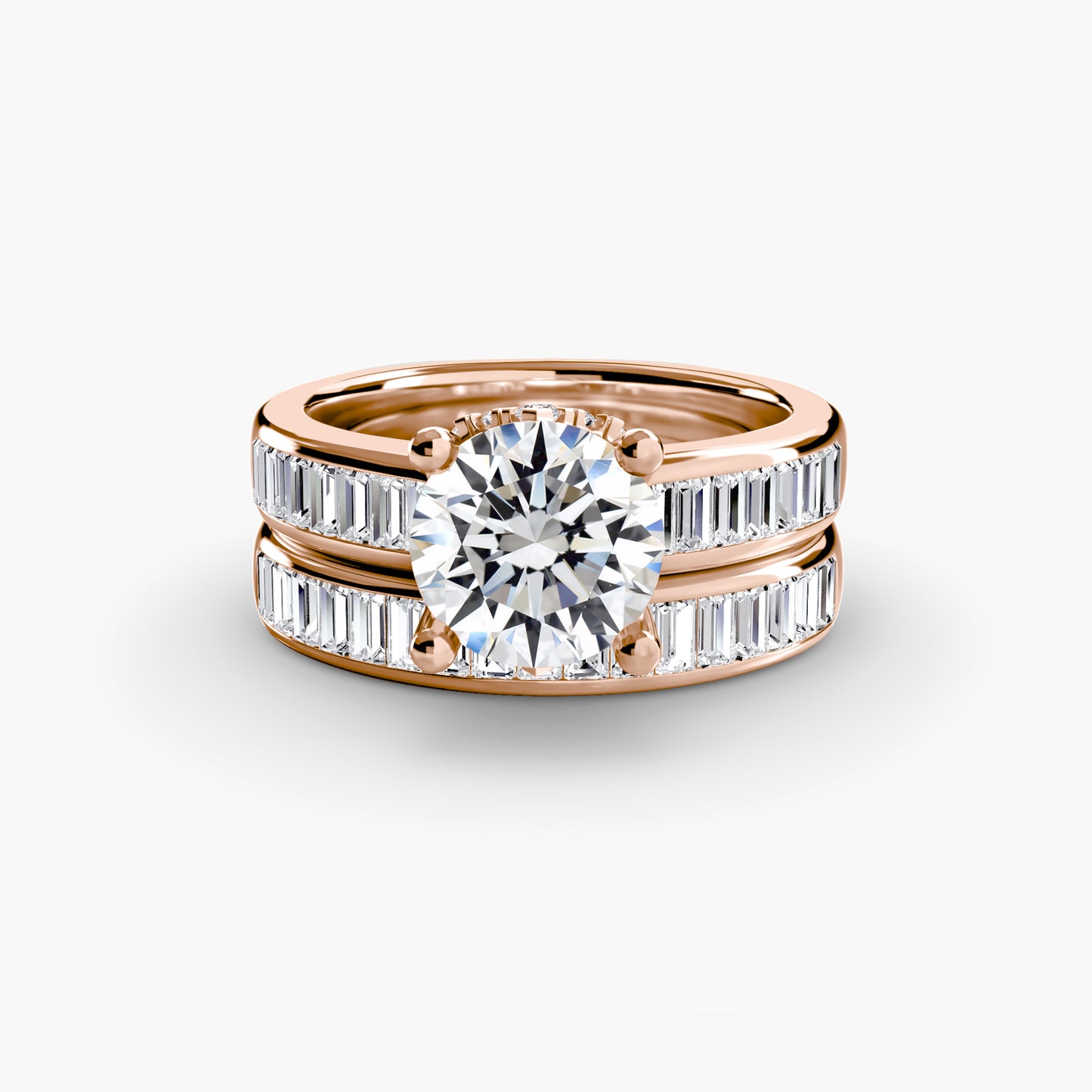 Baguette Channel Solitaire Engagement Ring 0.50ct–3.00ct with 1.08ct Side Stones in Wedding Style | Imperial Time UK Ltd