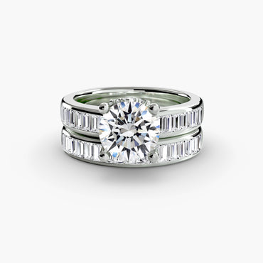 Baguette Channel Solitaire Engagement Ring 0.50ct–3.00ct with 1.08ct Side Stones in Wedding Style | Imperial Time UK Ltd
