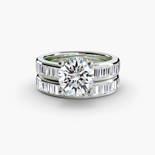 Baguette Channel Solitaire Engagement Ring 0.50ct–3.00ct with 1.08ct Side Stones in Wedding Style | Imperial Time UK Ltd
