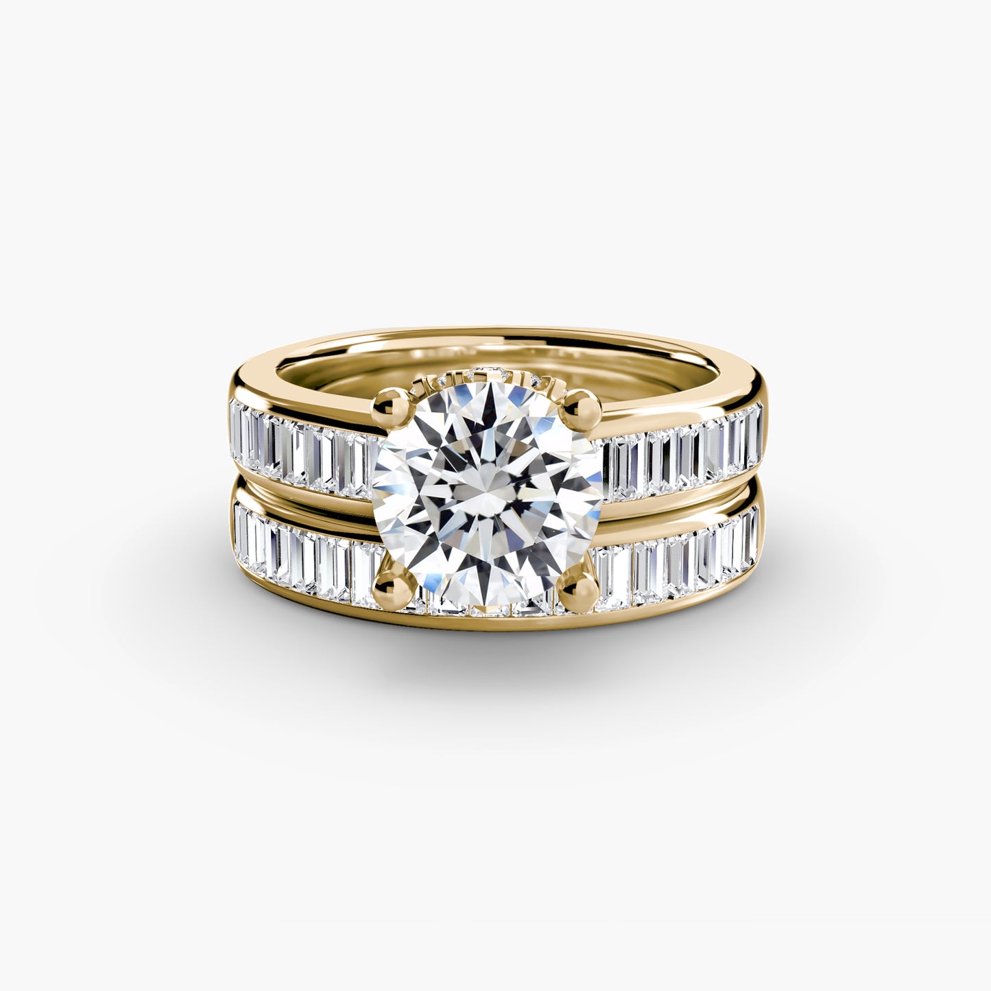 Baguette Channel Solitaire Engagement Ring 0.50ct–3.00ct with 1.08ct Side Stones in Wedding Style | Imperial Time UK Ltd