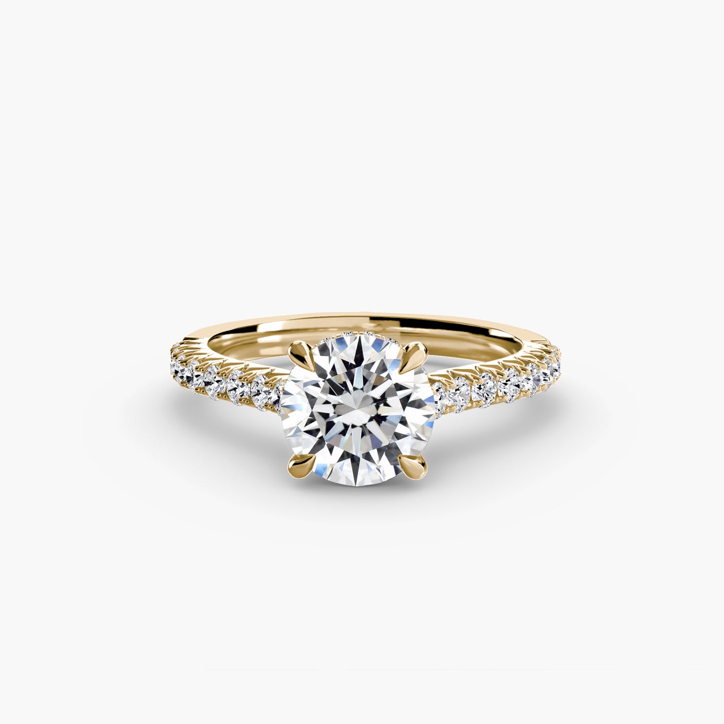 Solitaire Pavé Diamond-Band Engagement Ring 0.50ct–3.00ct with 0.28ct Side Stones for Women | Imperial Time UK Ltd