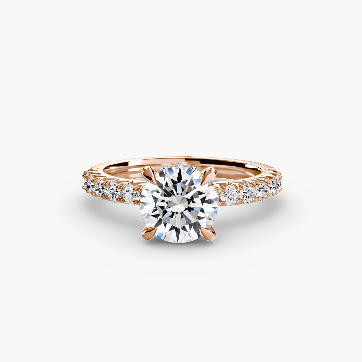 Solitaire Pavé Hidden Halo Engagement Ring 0.50ct–3.00ct with 0.42ct Side Stones for Women | Imperial Time UK Ltd