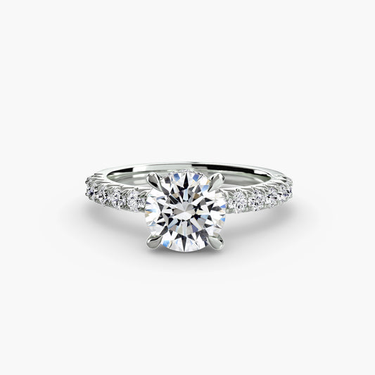 Solitaire Pavé Hidden Halo Engagement Ring 0.50ct–3.00ct with 0.42ct Side Stones for Women | Imperial Time UK Ltd
