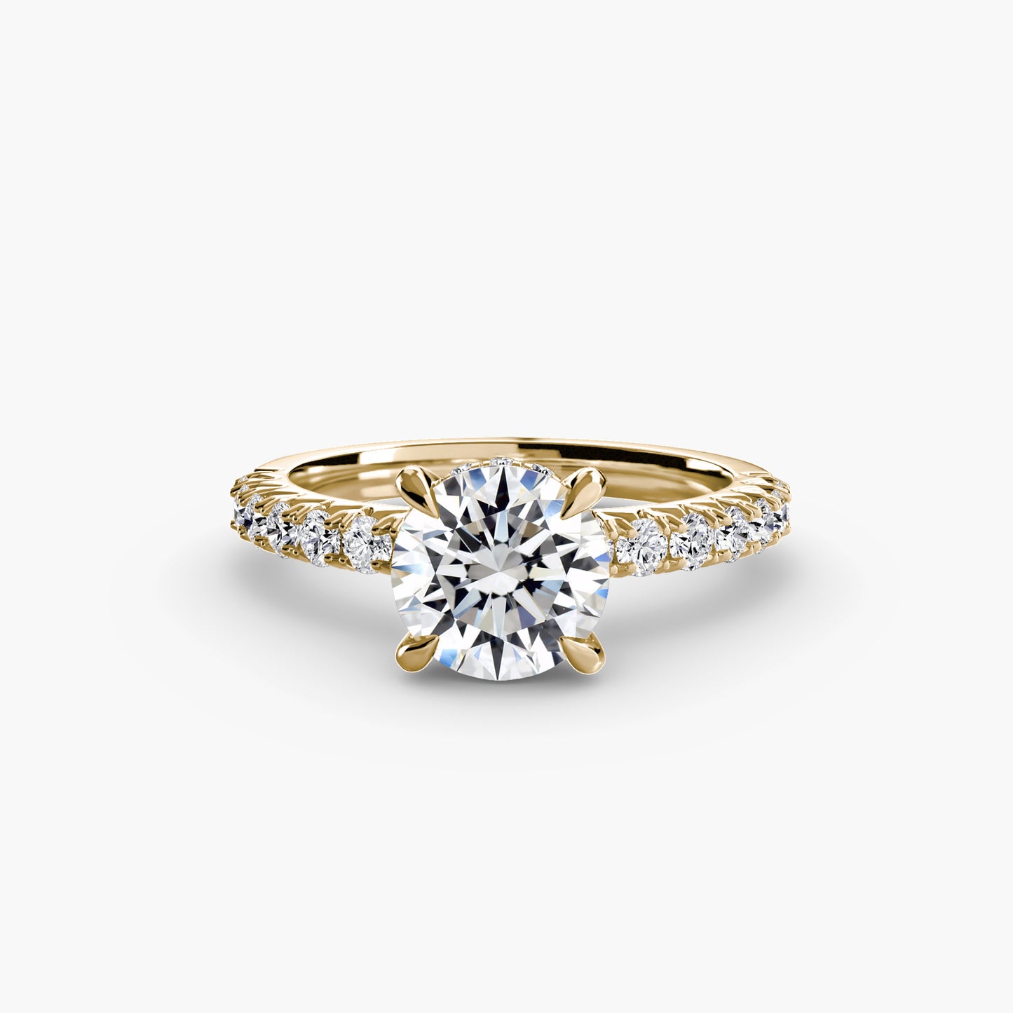 Solitaire Pavé Hidden Halo Engagement Ring 0.50ct–3.00ct with 0.42ct Side Stones for Women | Imperial Time UK Ltd