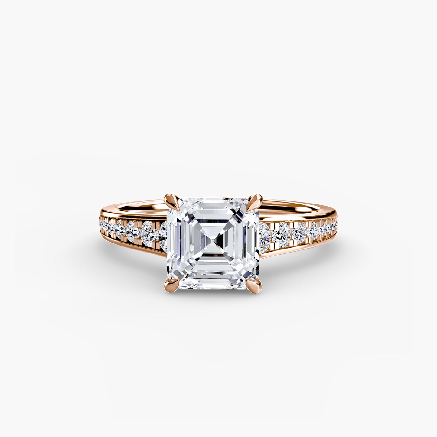 Solitaire Pavé Diamond-Band Engagement Ring 0.50ct–3.00ct with 0.23ct Side Stones for Women | Imperial Time UK Ltd