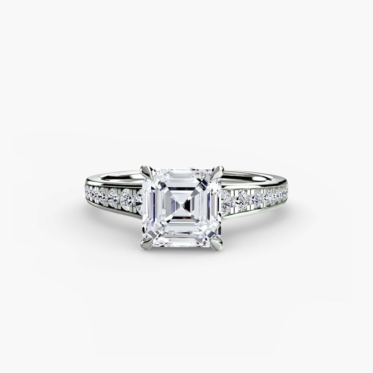 Solitaire Pavé Diamond-Band Engagement Ring 0.50ct–3.00ct with 0.23ct Side Stones for Women | Imperial Time UK Ltd