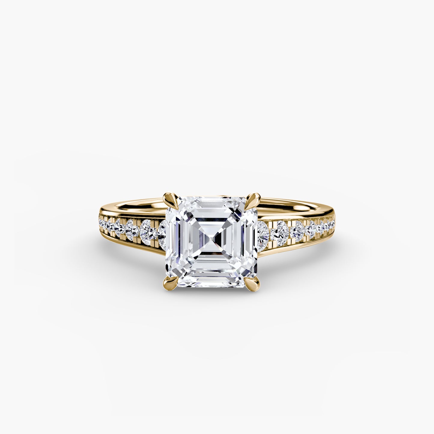 Solitaire Pavé Diamond-Band Engagement Ring 0.50ct–3.00ct with 0.23ct Side Stones for Women | Imperial Time UK Ltd